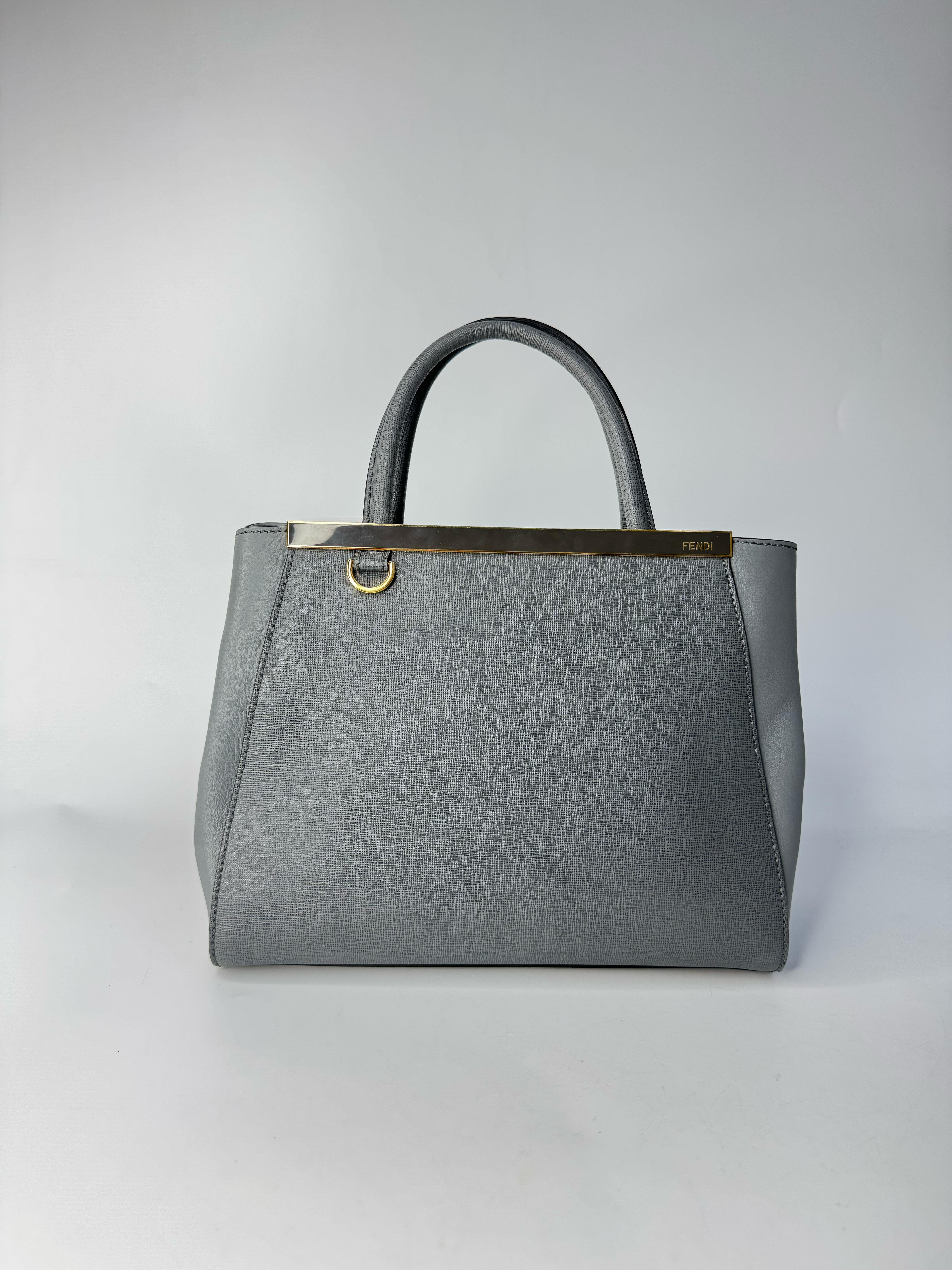 FENDI GREY LEATHER 2JOURS TOTE 