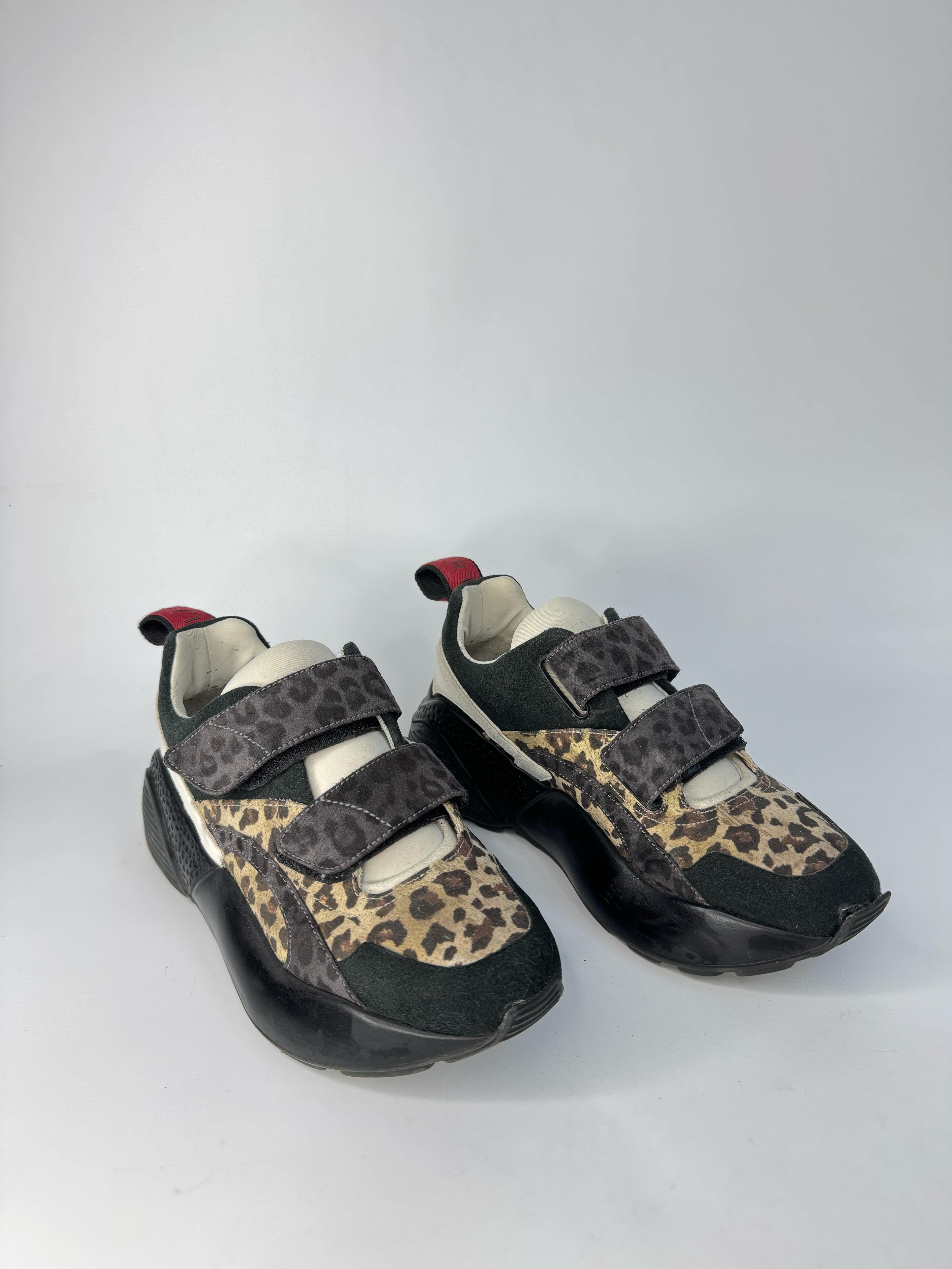STELLA McCARTNEY MULTICOLOUR LEOPARD PRINT FABRIC SHOES
