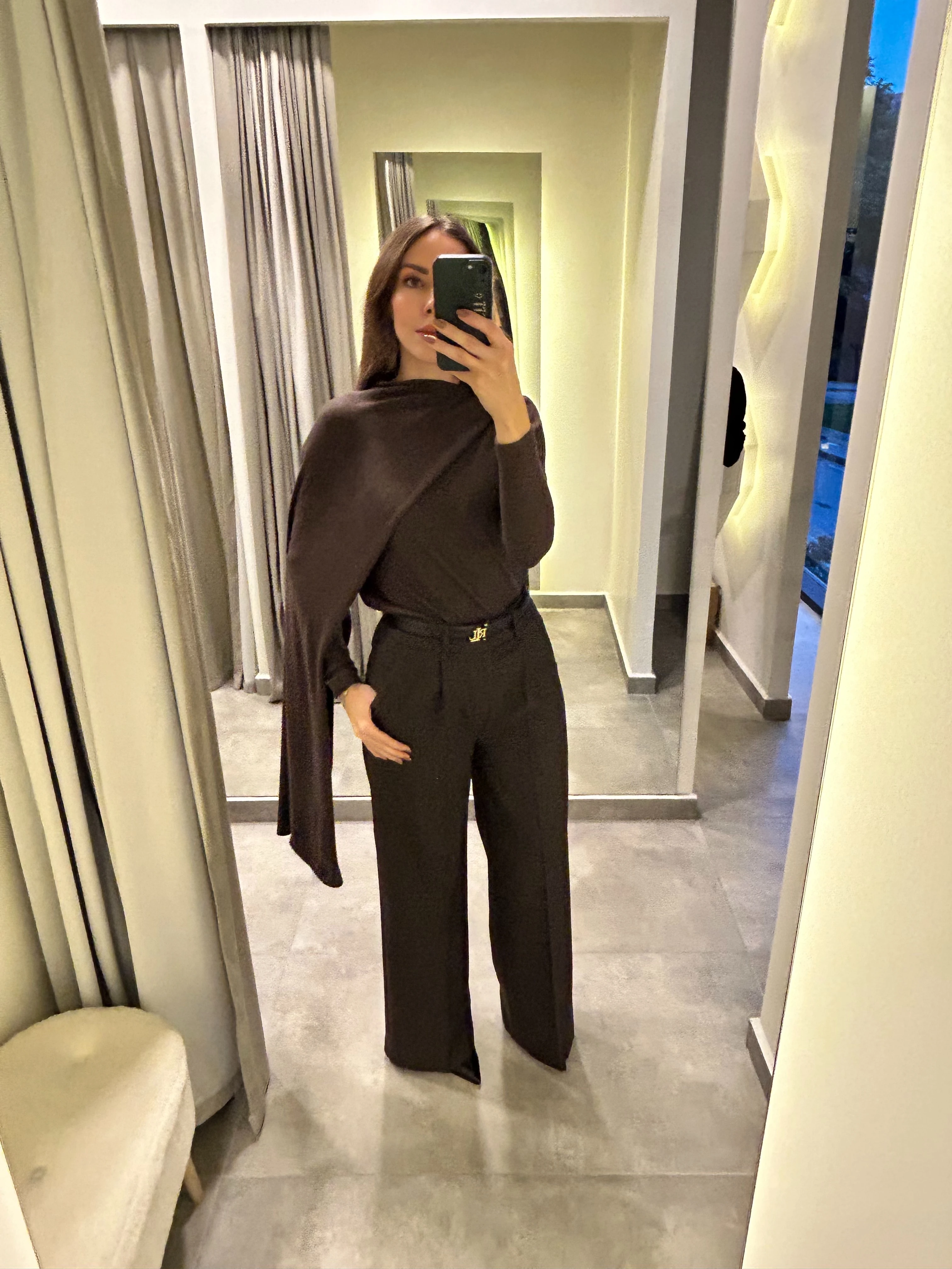 acı kahve şal detaylı triko