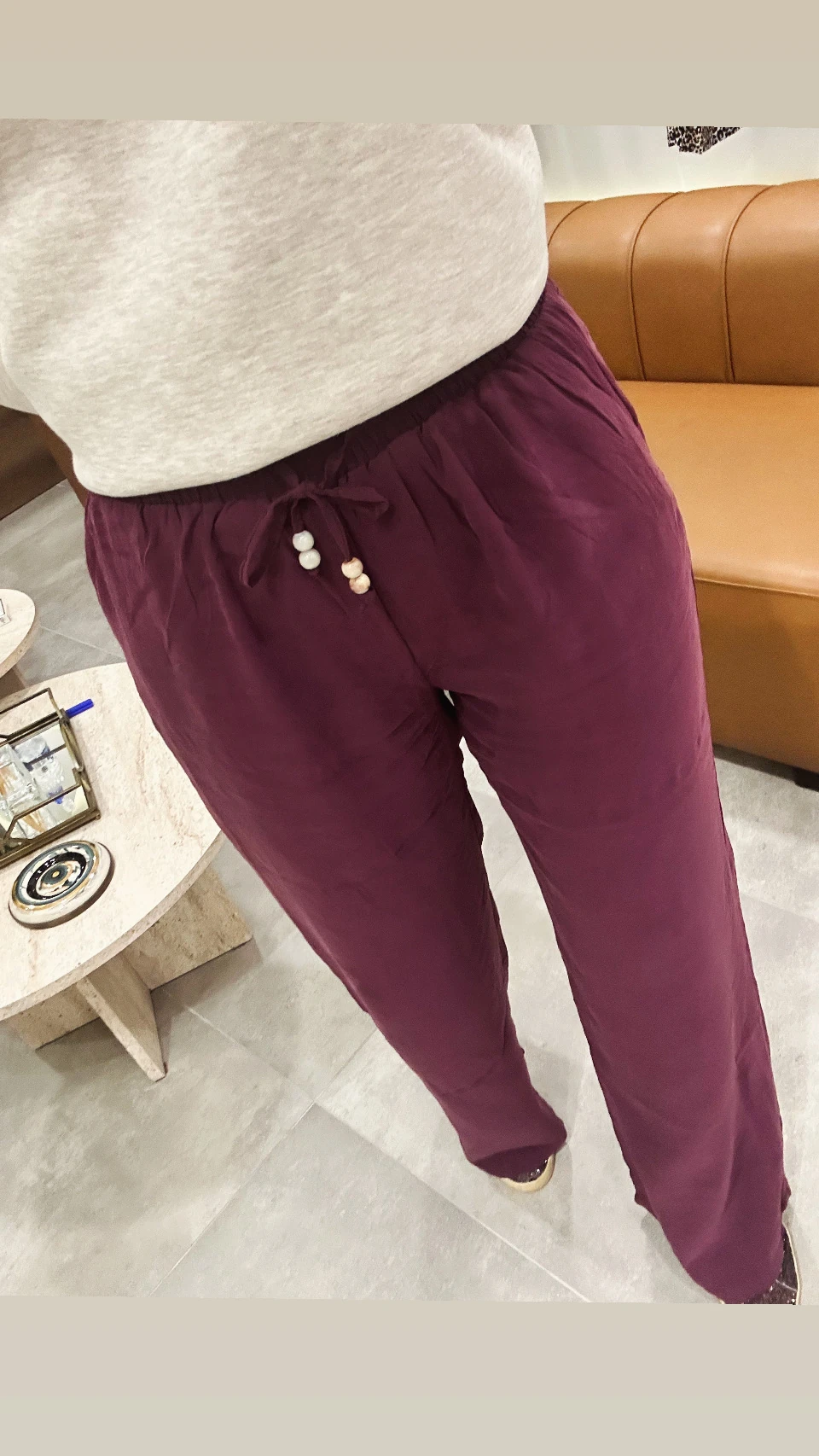 bordo beli lastikli spor pantolon 