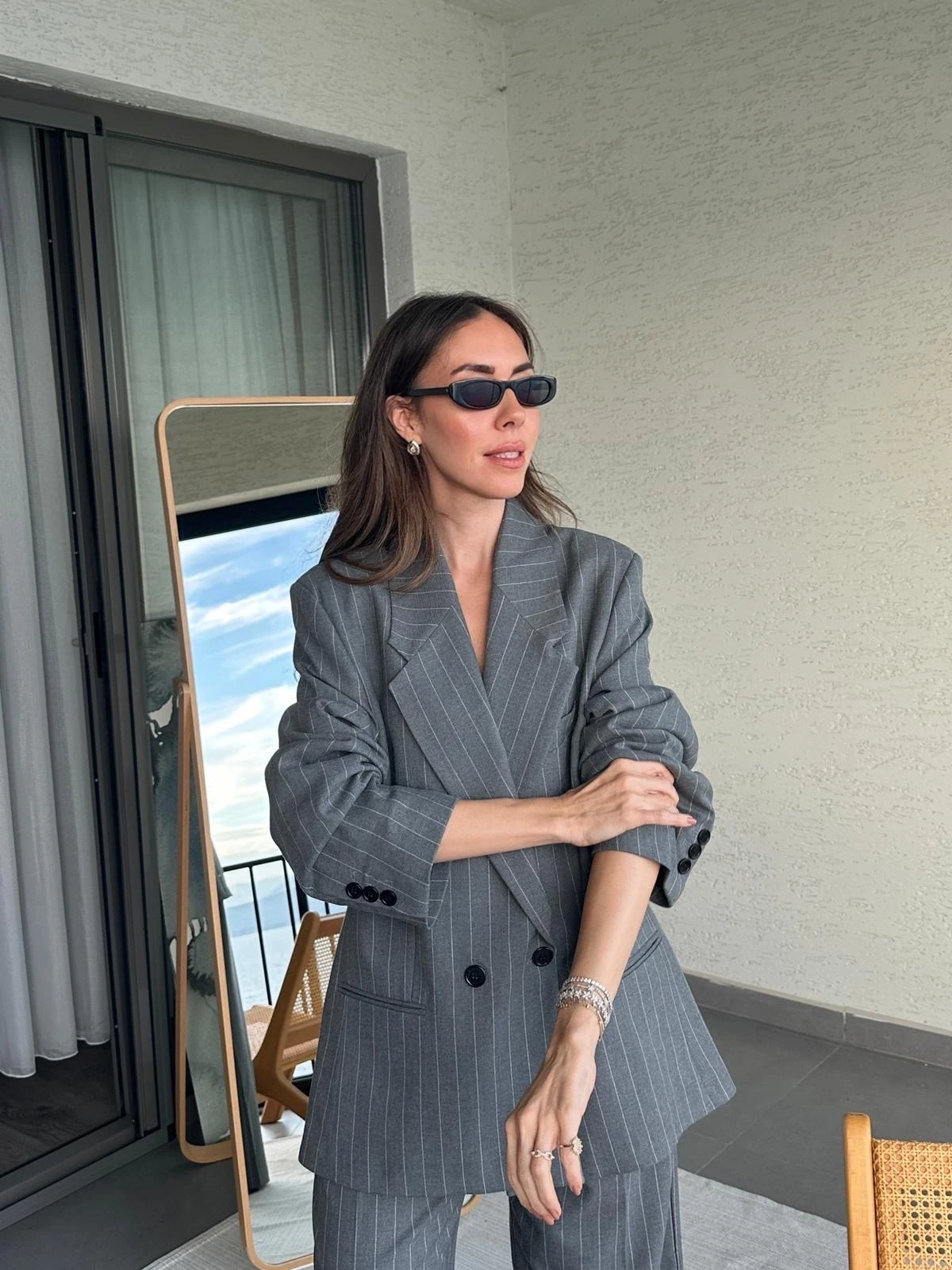 oversize çizgilipremium ceket