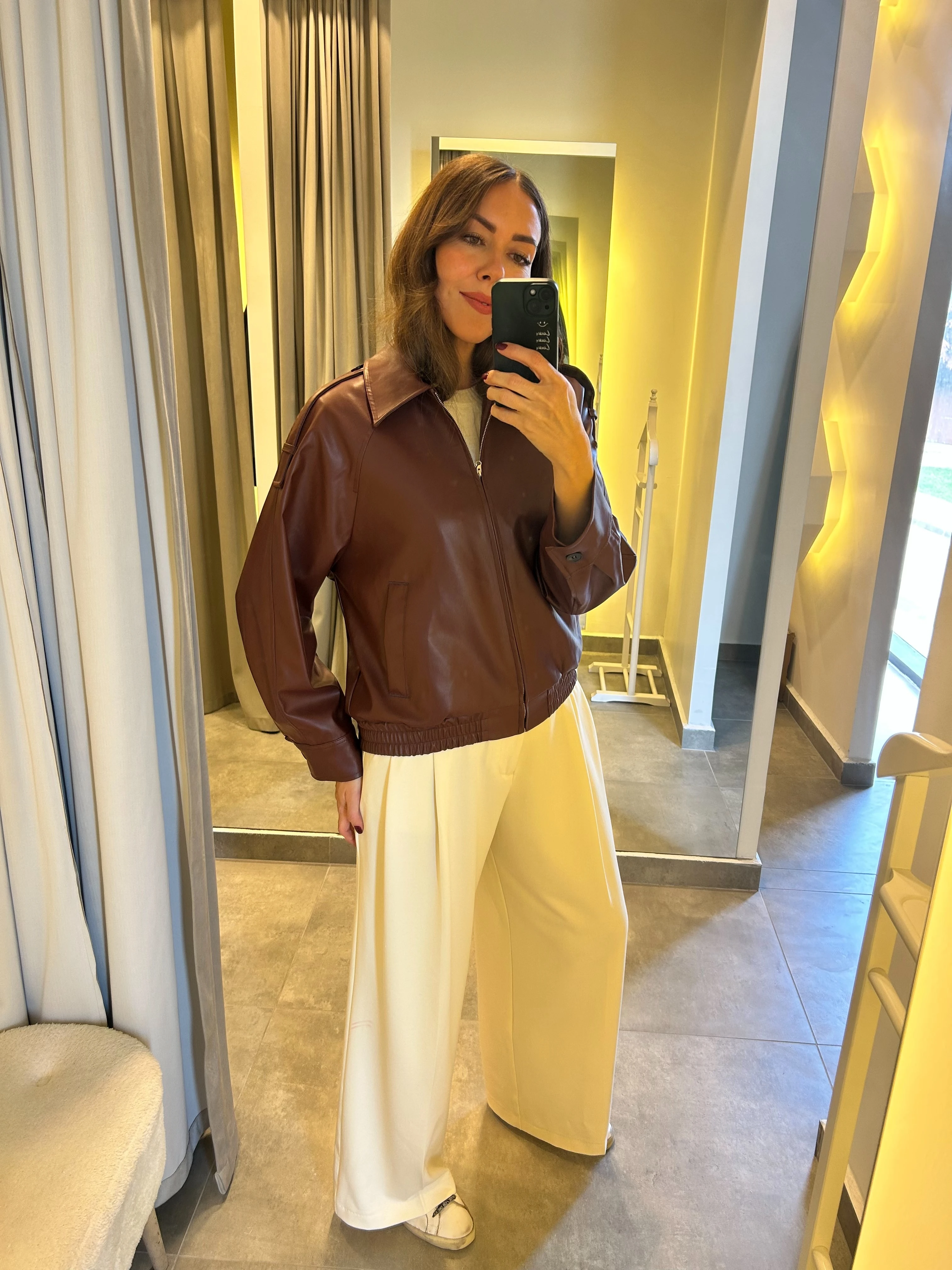 vegan deri bordo bomber mont