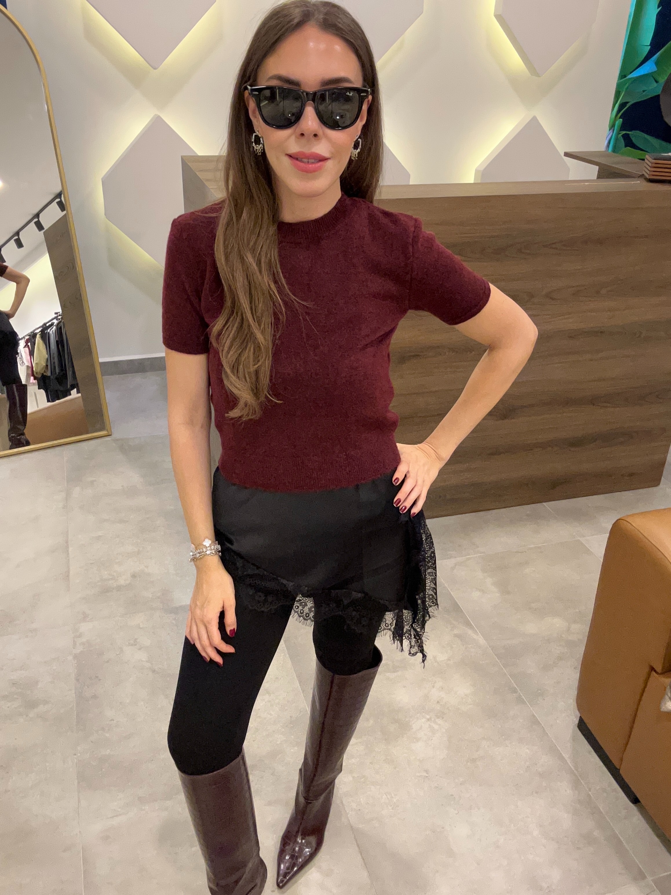 yumoş yarım kollu bordo triko 