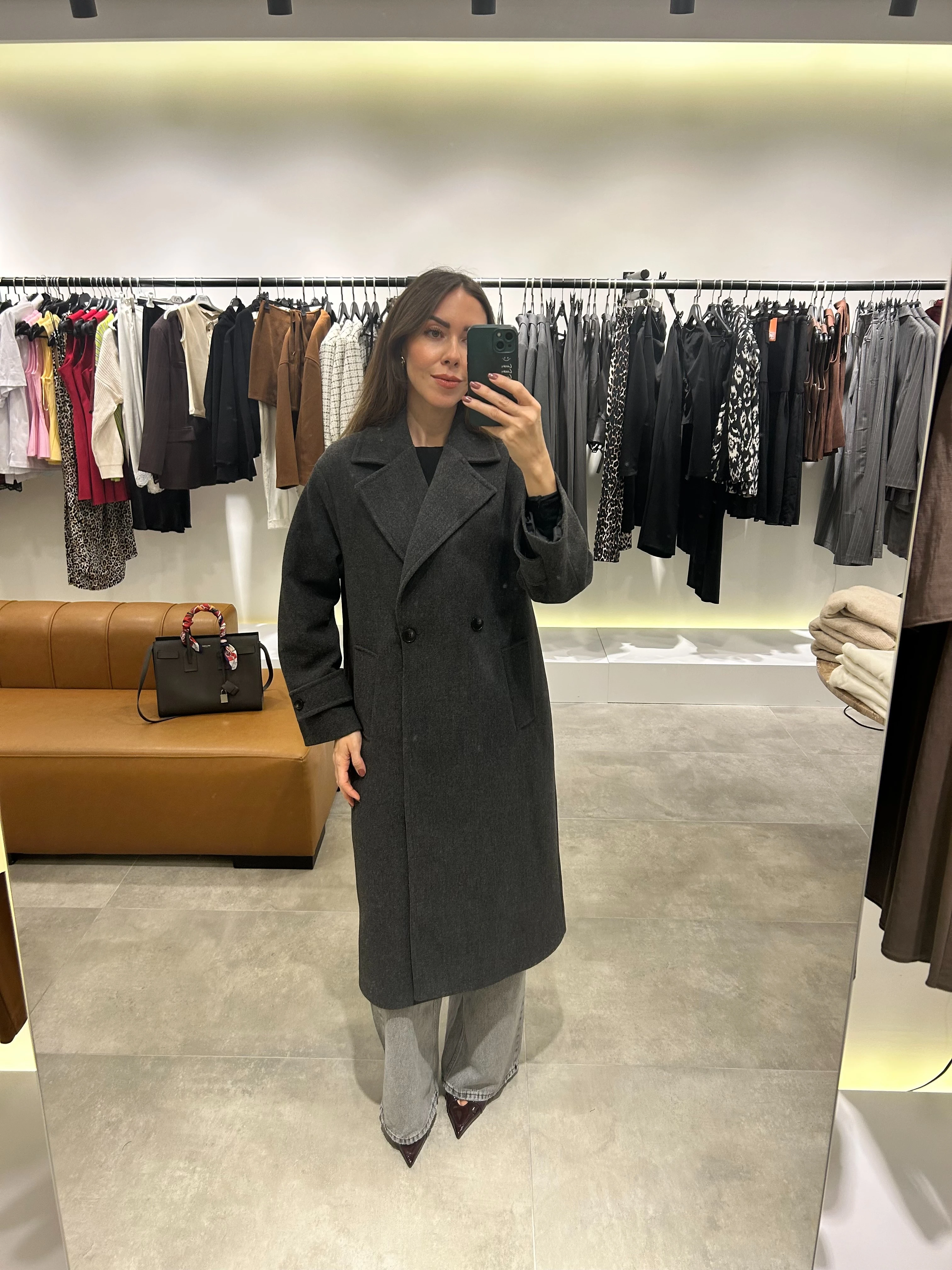 antrasit kaşe oversize kaban