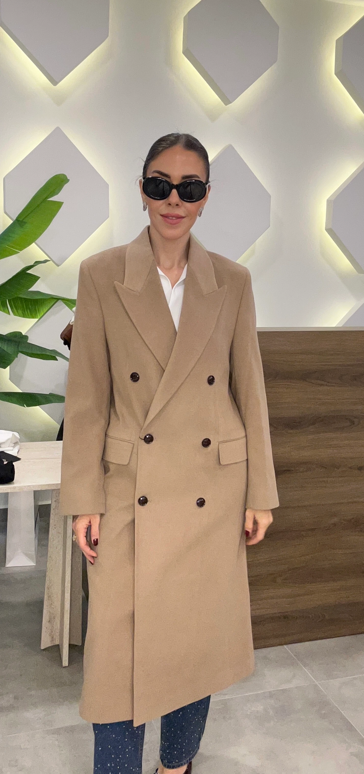 premium camel renk kaban