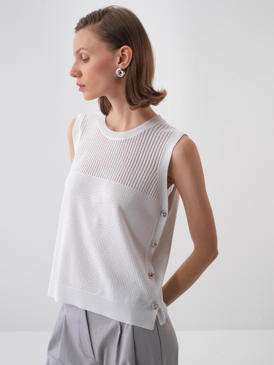 BEYAZ REGULAR FIT SÜVETER - Beyaz