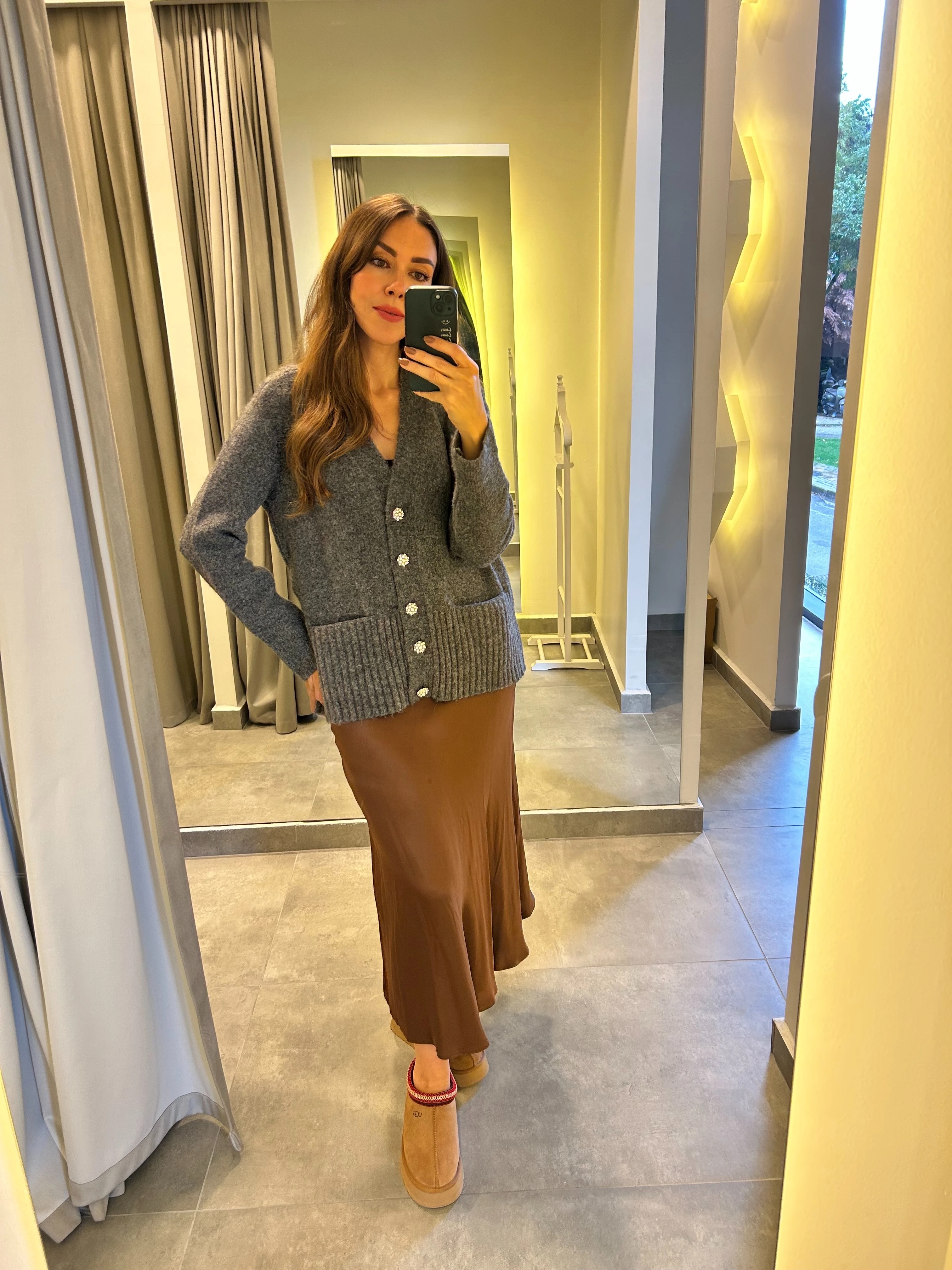 kahverengi saten etek