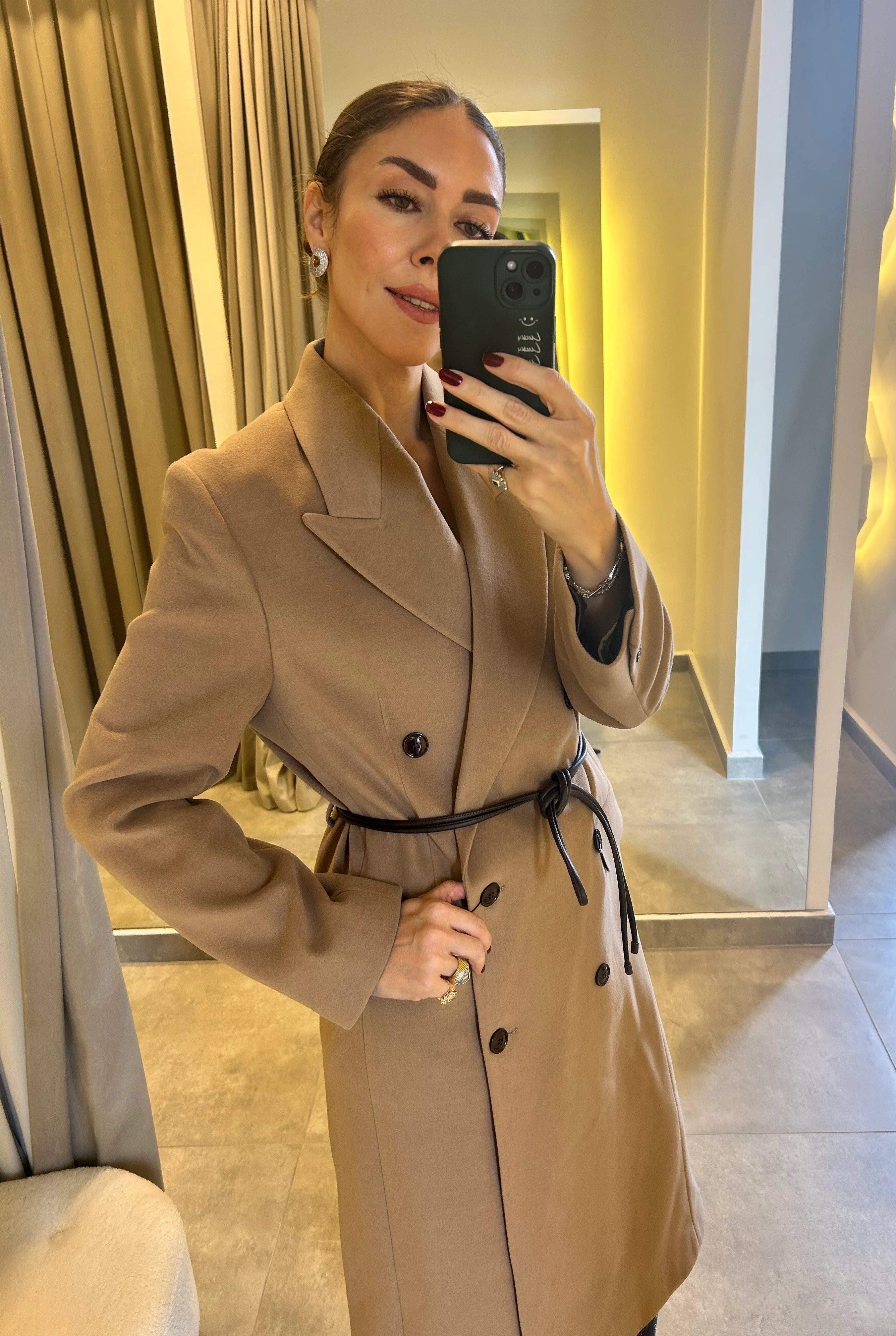 premium camel renk kaban