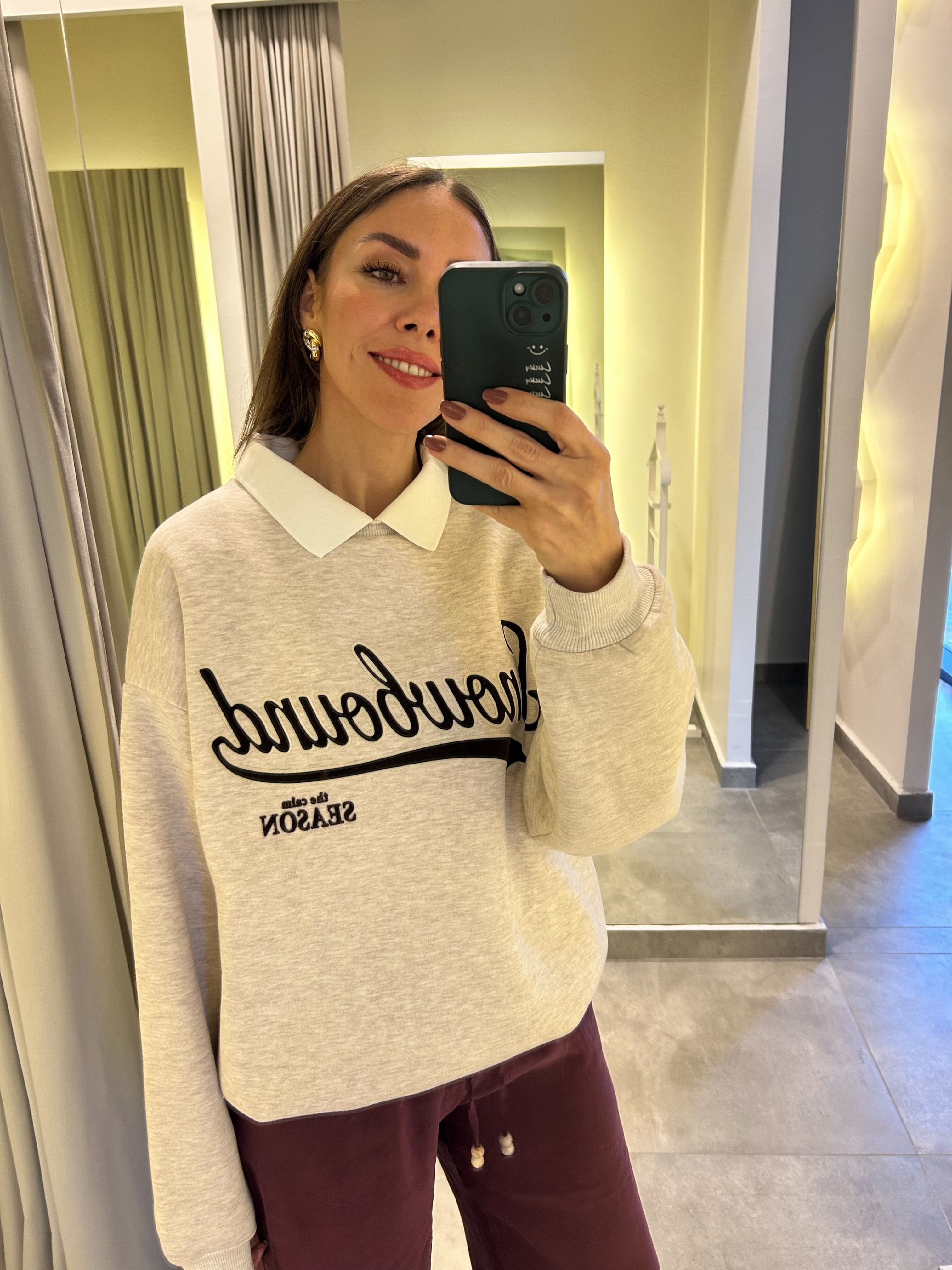 kendinden yakalı sweatshirt