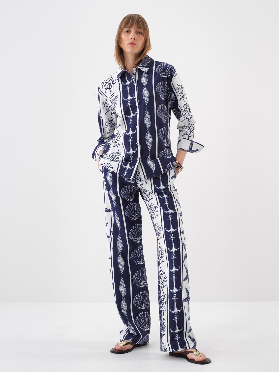 LACİVERT OVERSIZE KETEN GÖMLEK