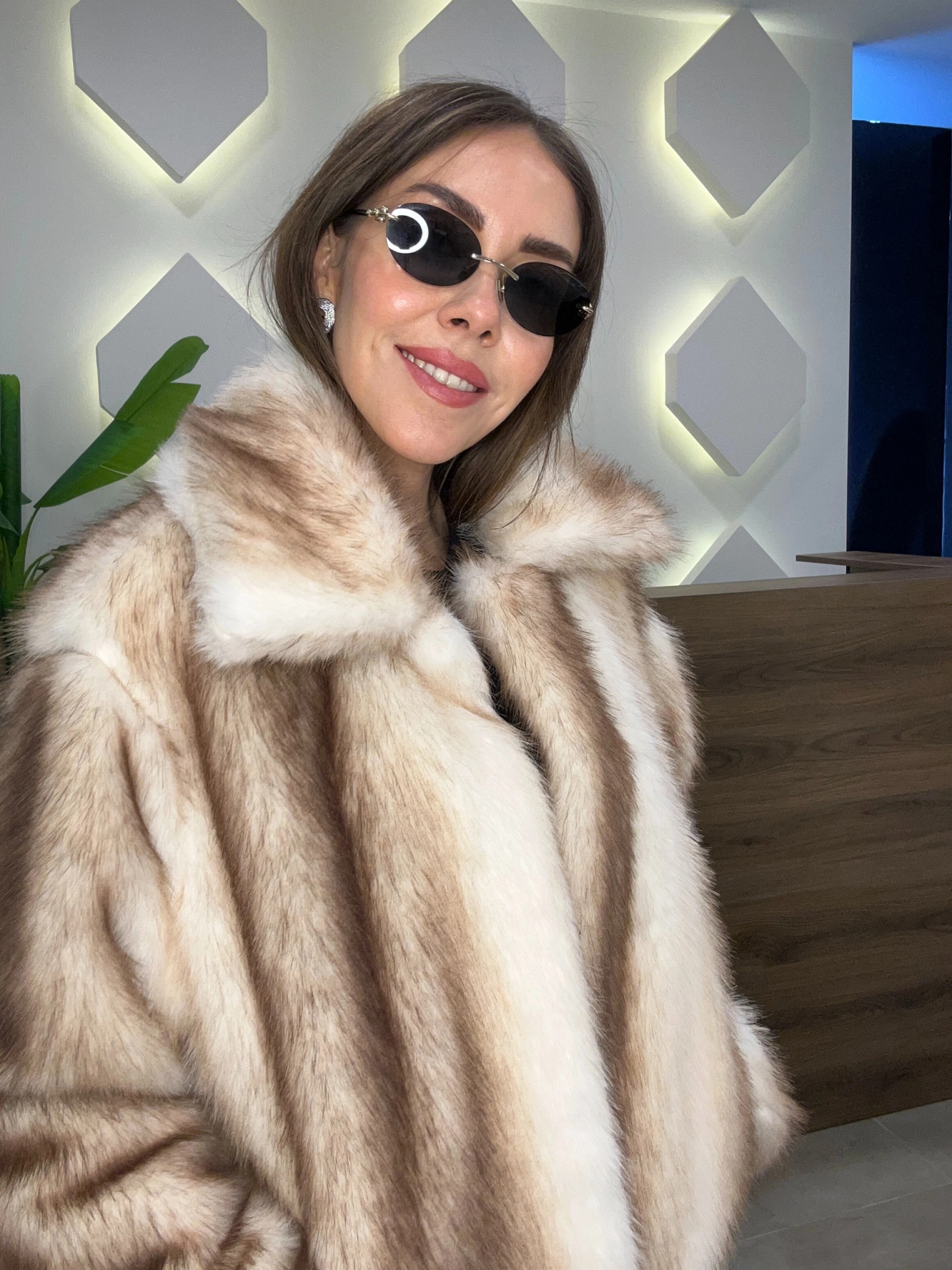 kahve krem renk geçişli premium kürk