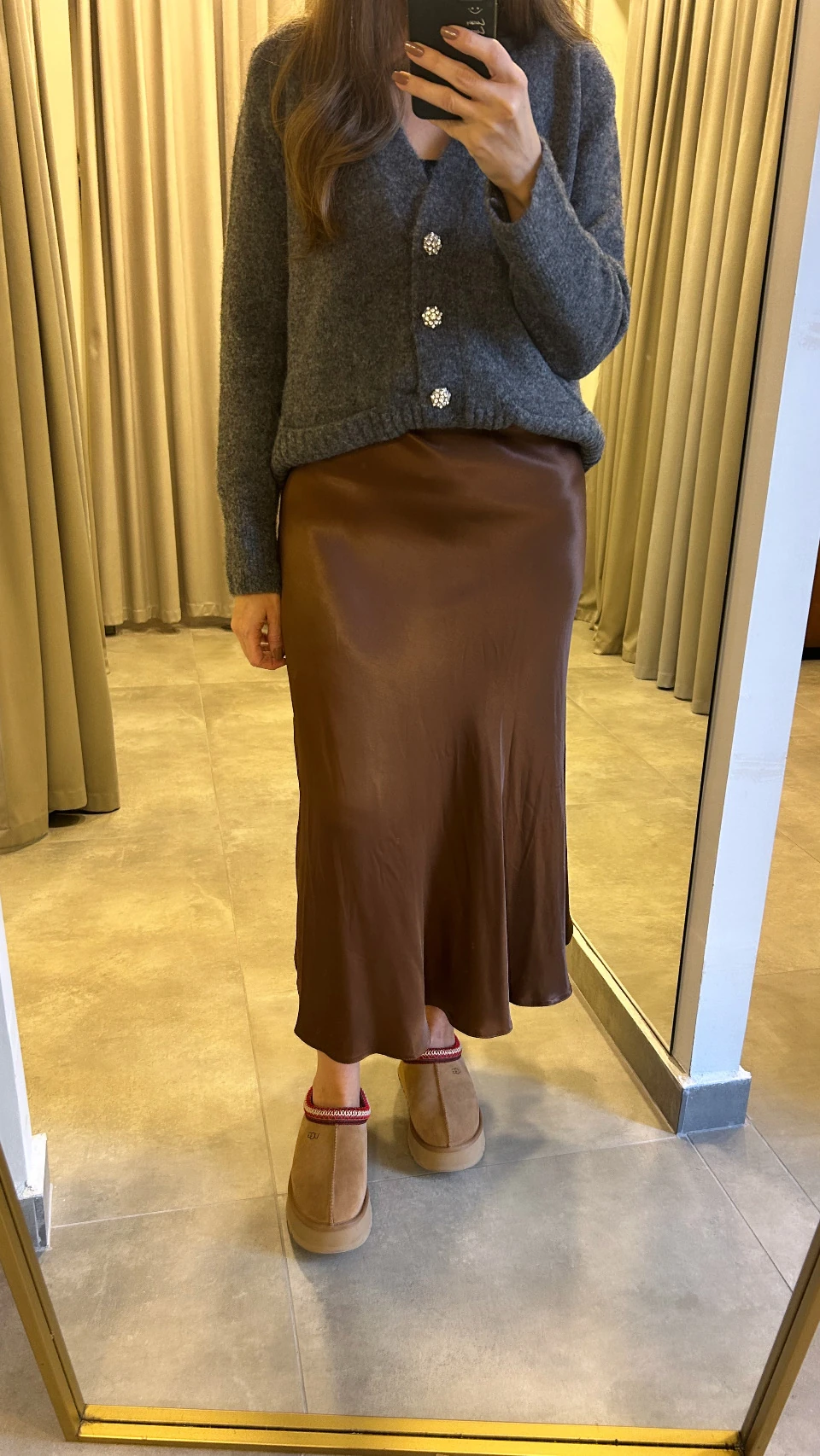 kahverengi saten etek