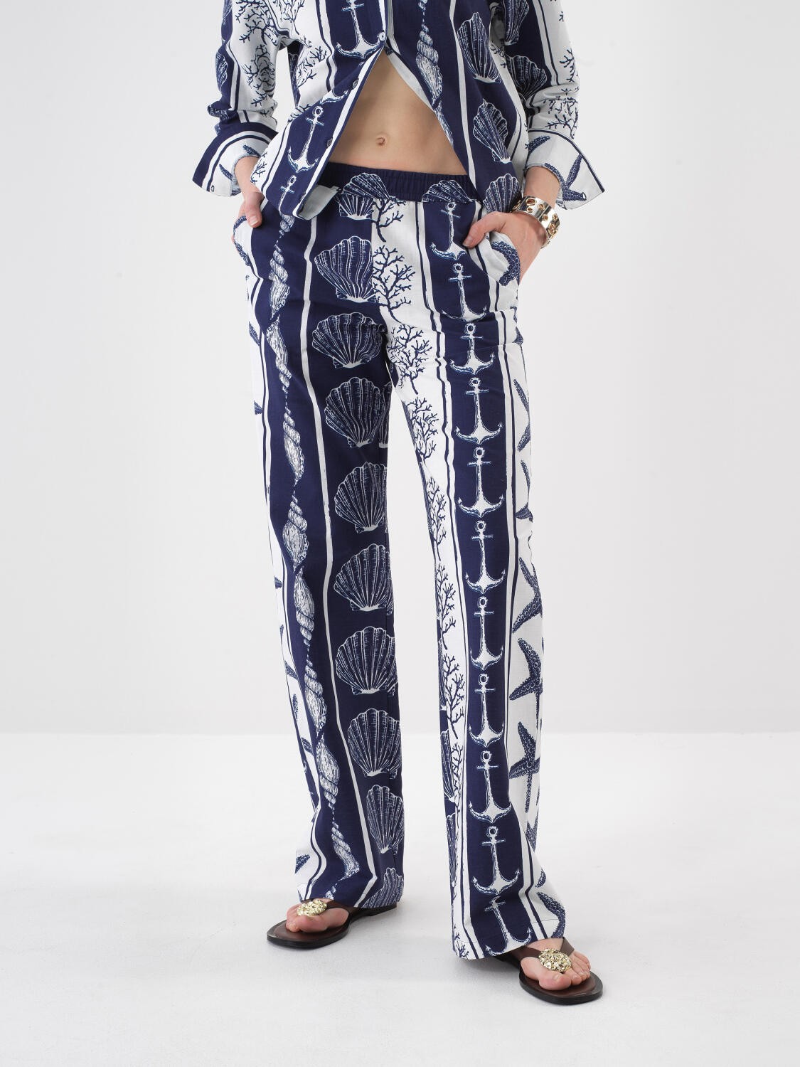 LACİVERT OVERSIZE KETEN PANTALON