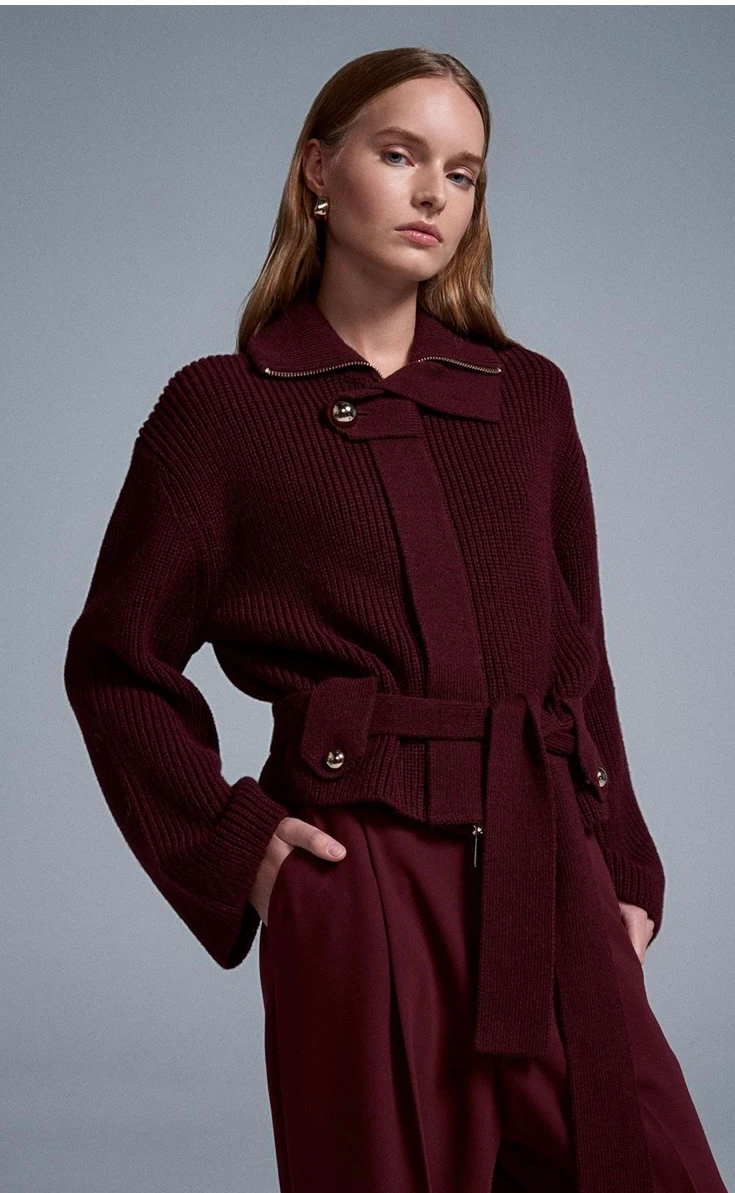 bordo fermuarlı hırka