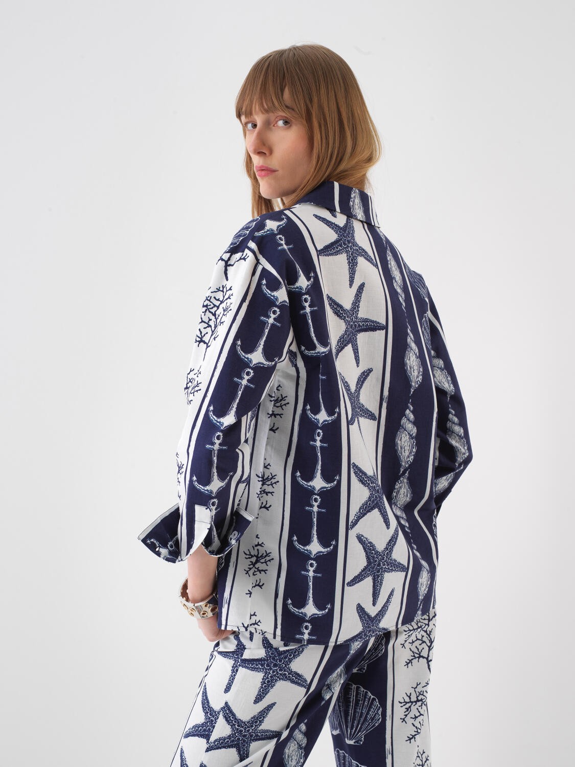 LACİVERT OVERSIZE KETEN GÖMLEK