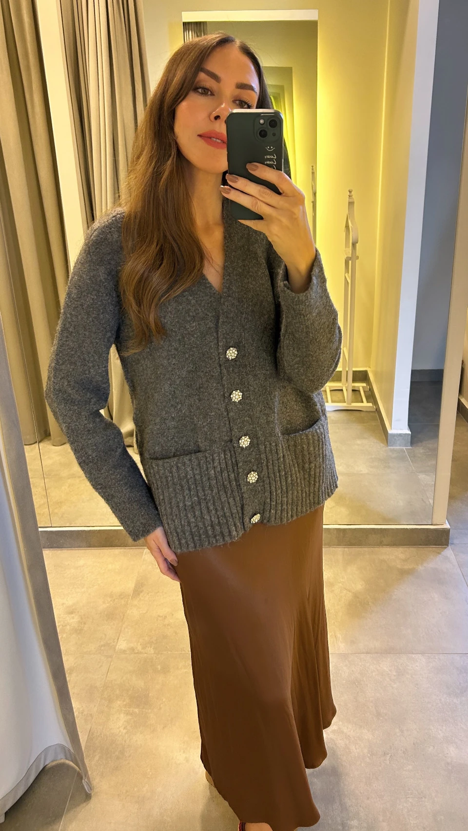 kahverengi saten etek