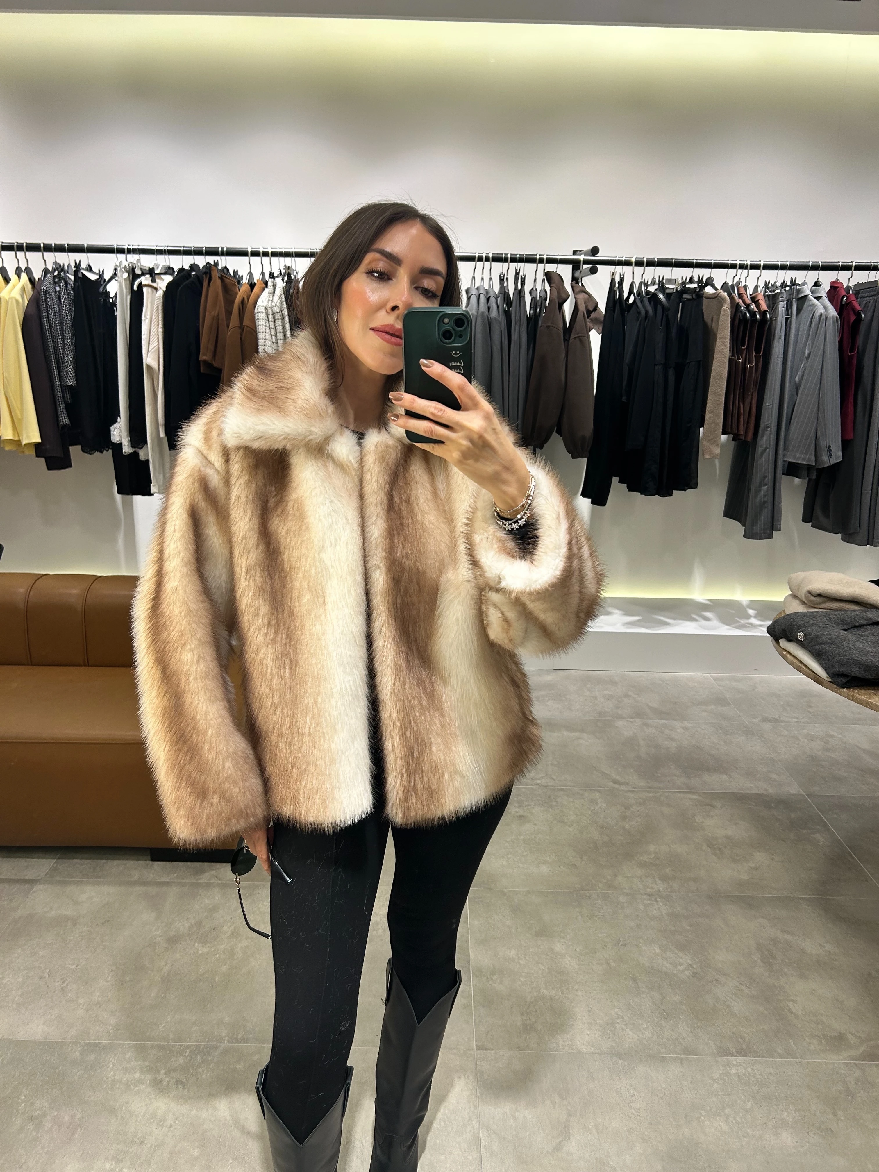 kahve krem renk geçişli premium kürk