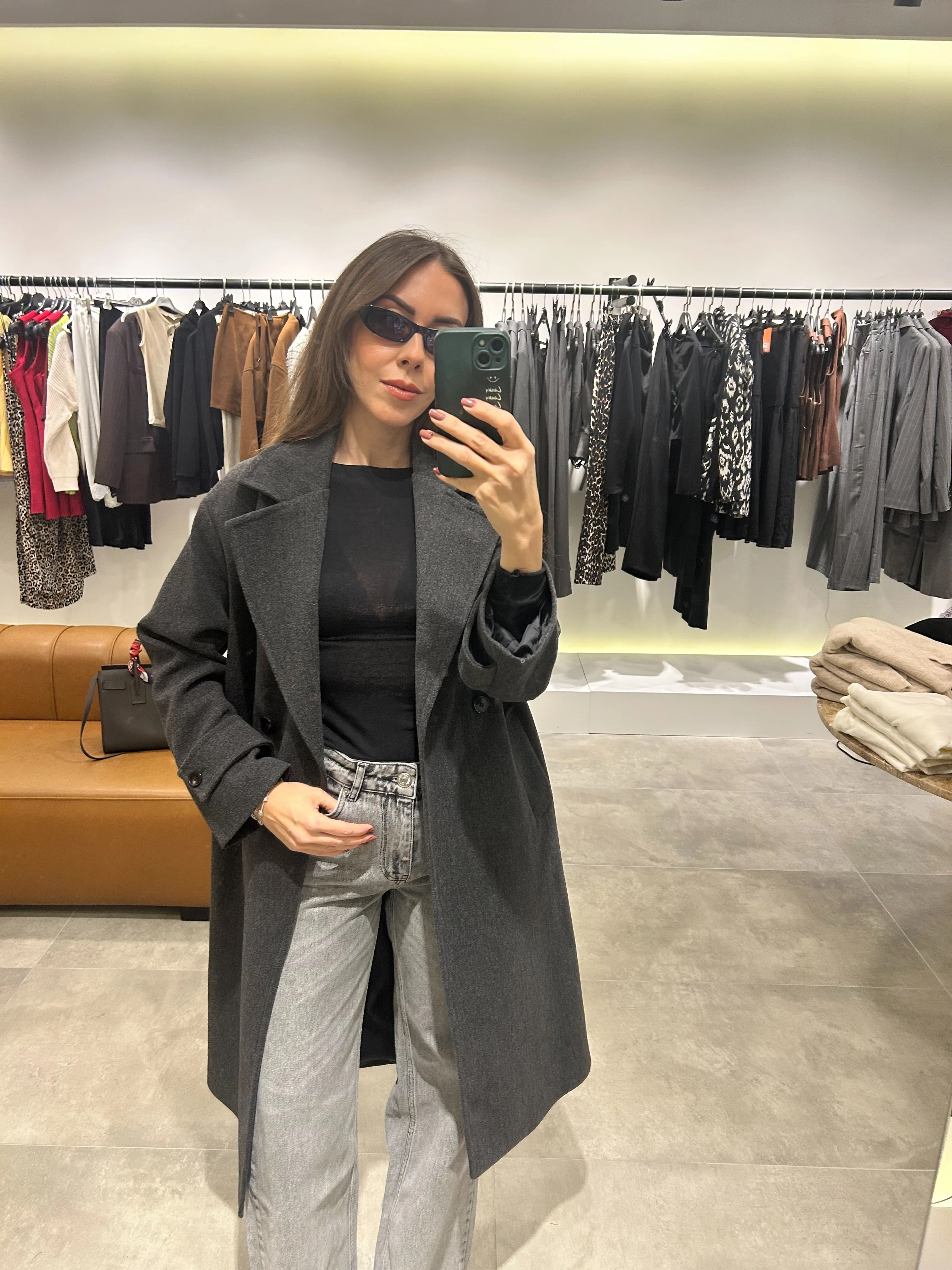 antrasit kaşe oversize kaban