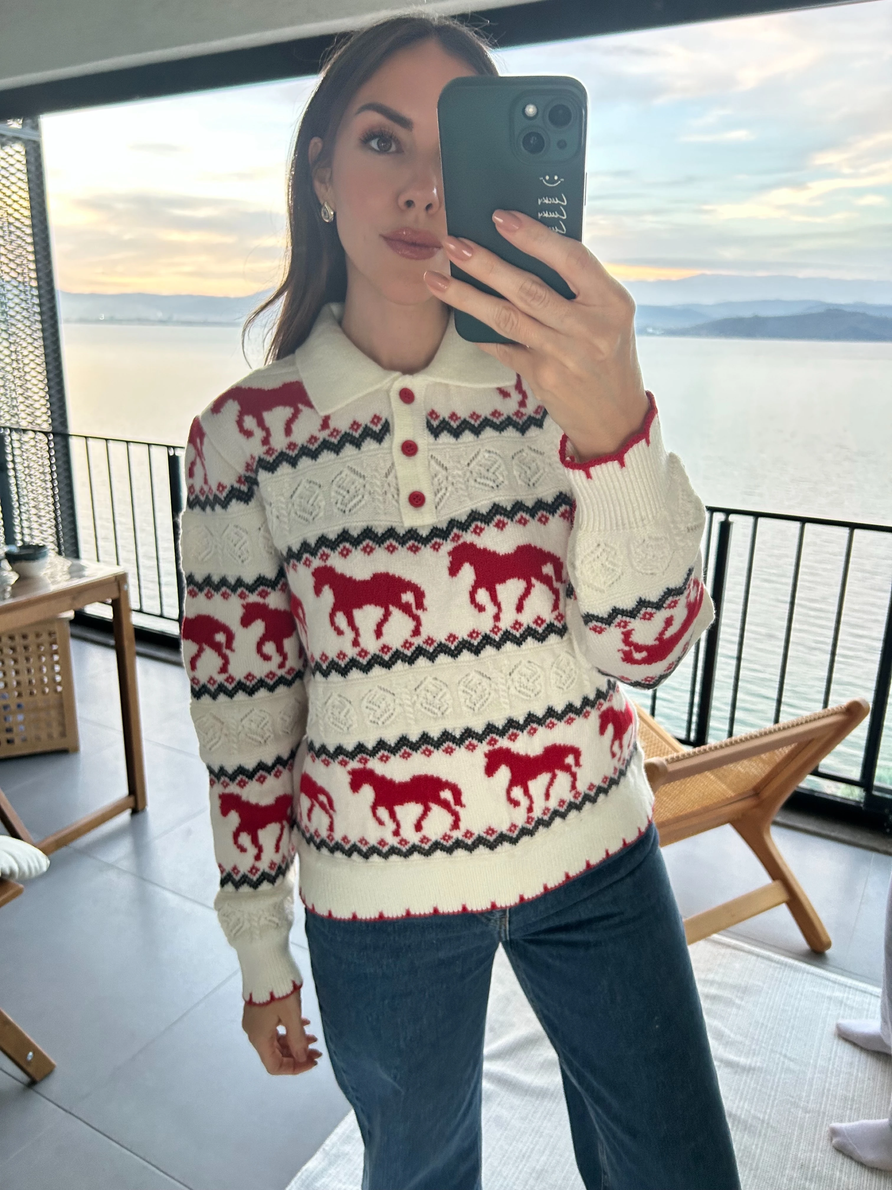 ekru doğal yün dokulu regular fit kazak