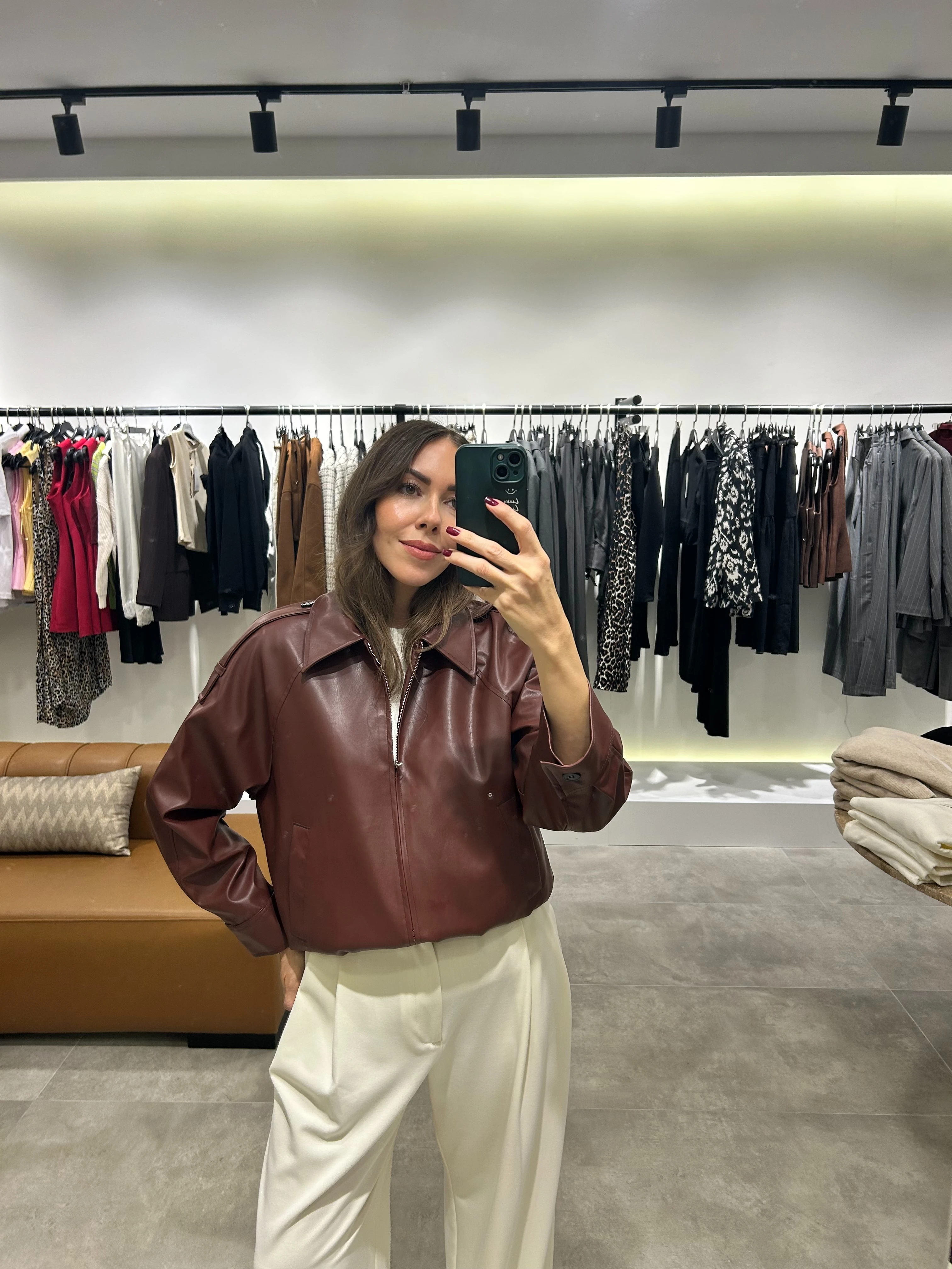 vegan deri bordo bomber mont