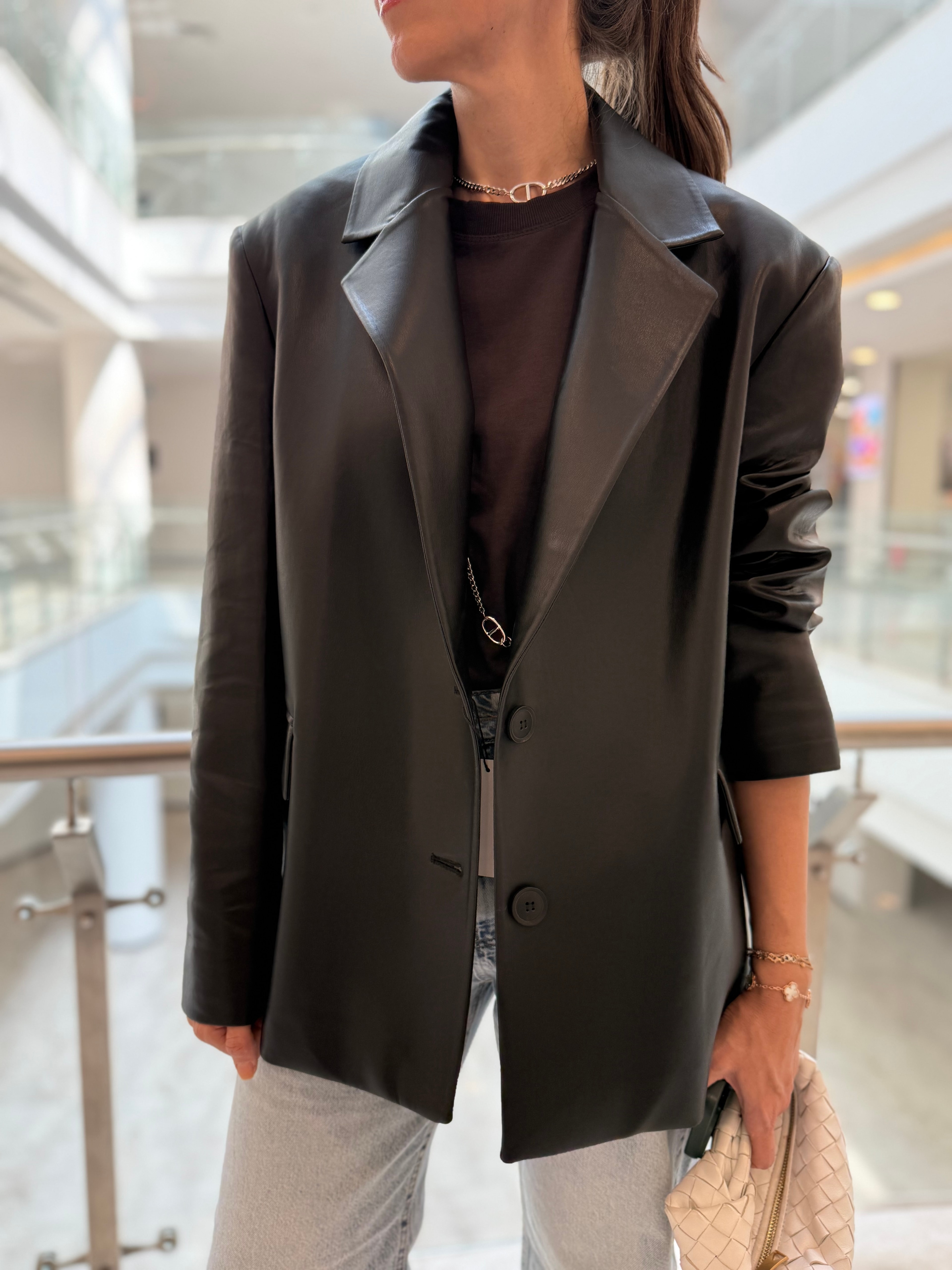 premium deri blazer ceket