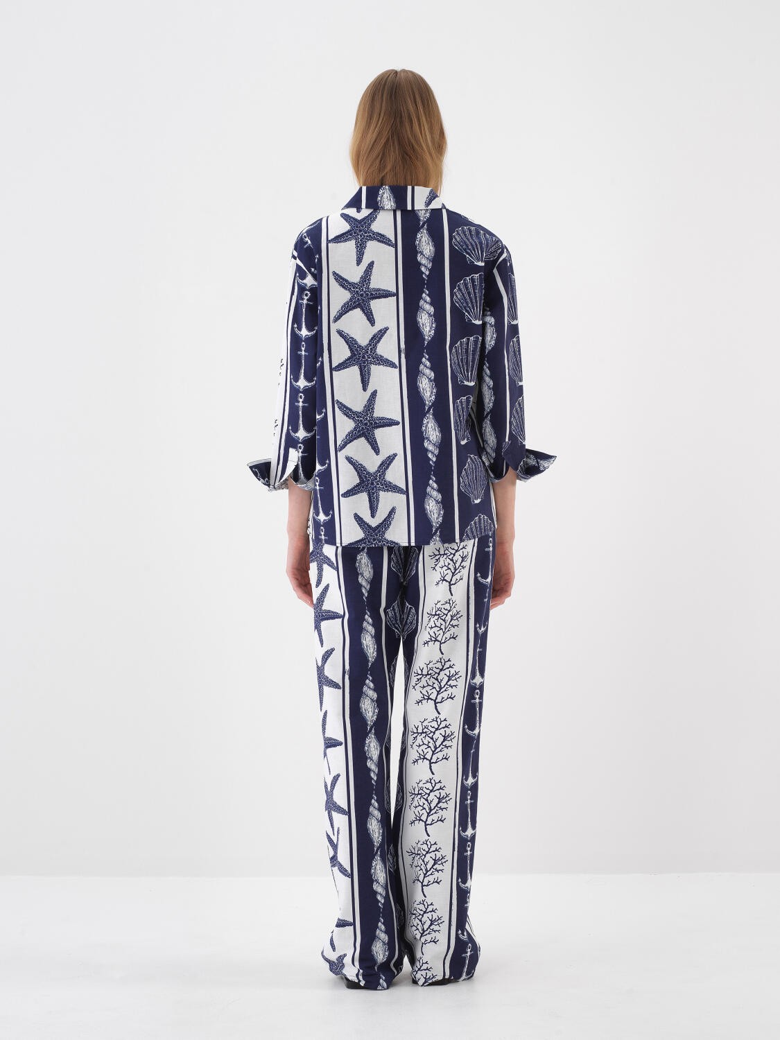 LACİVERT OVERSIZE KETEN GÖMLEK