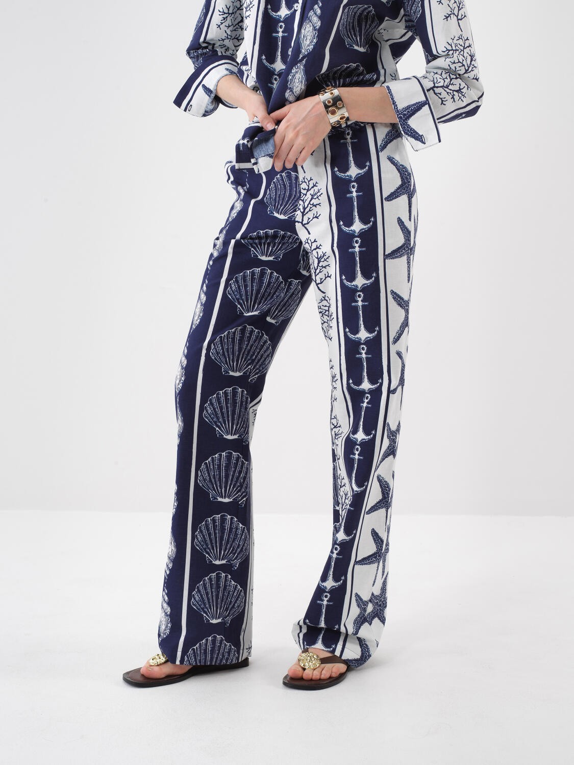 LACİVERT OVERSIZE KETEN PANTALON