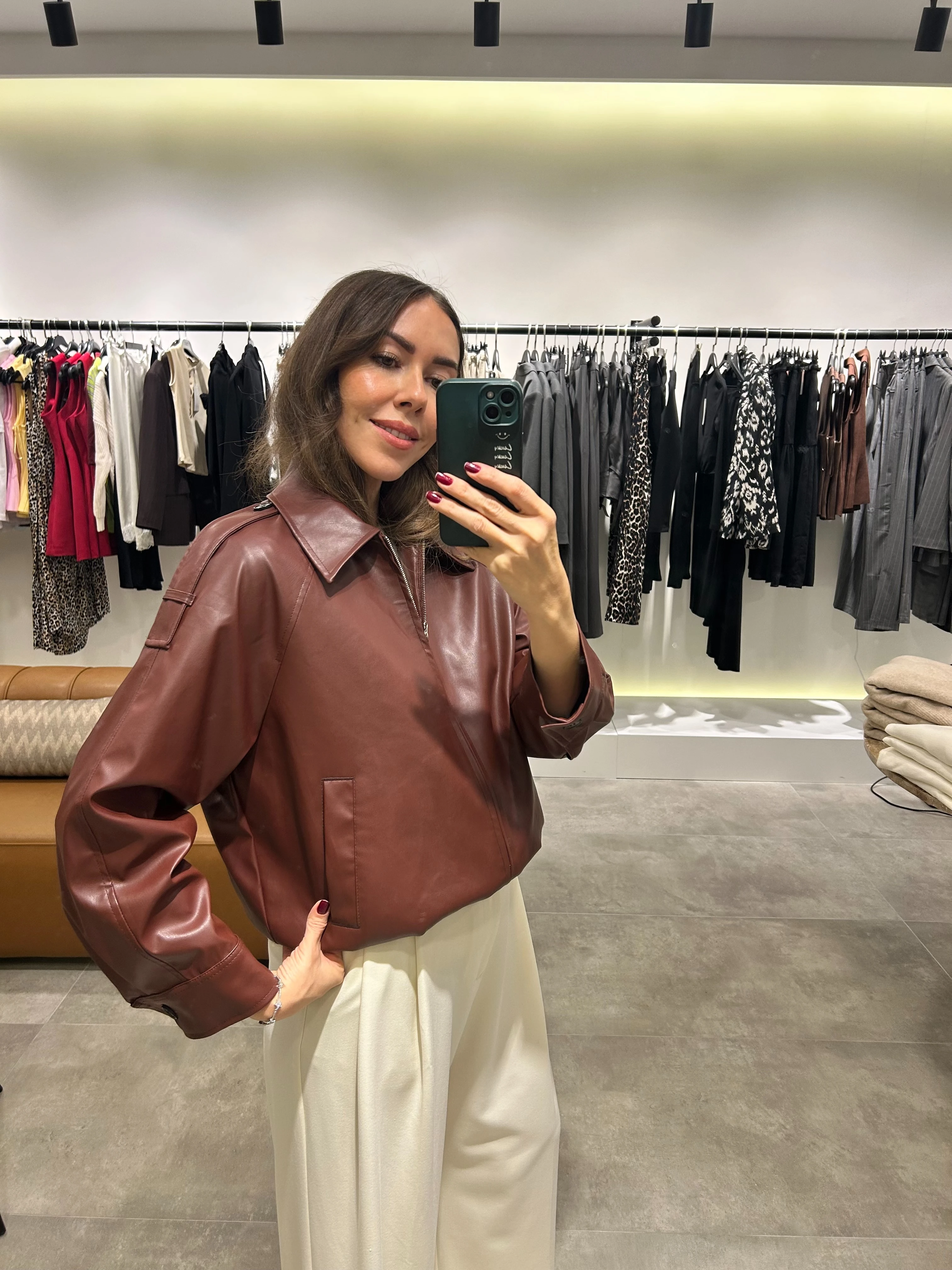 vegan deri bordo bomber mont