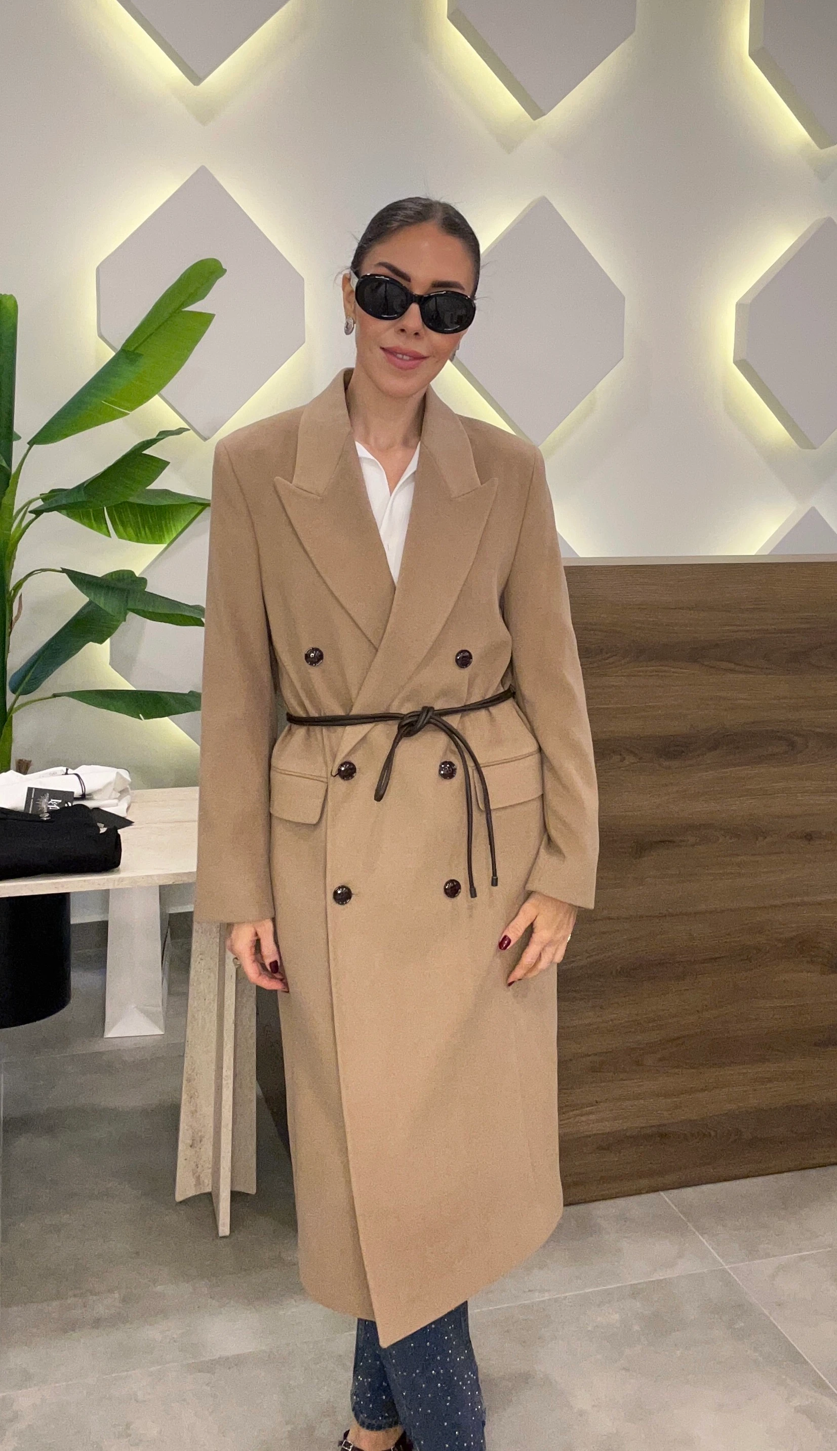 premium camel renk kaban