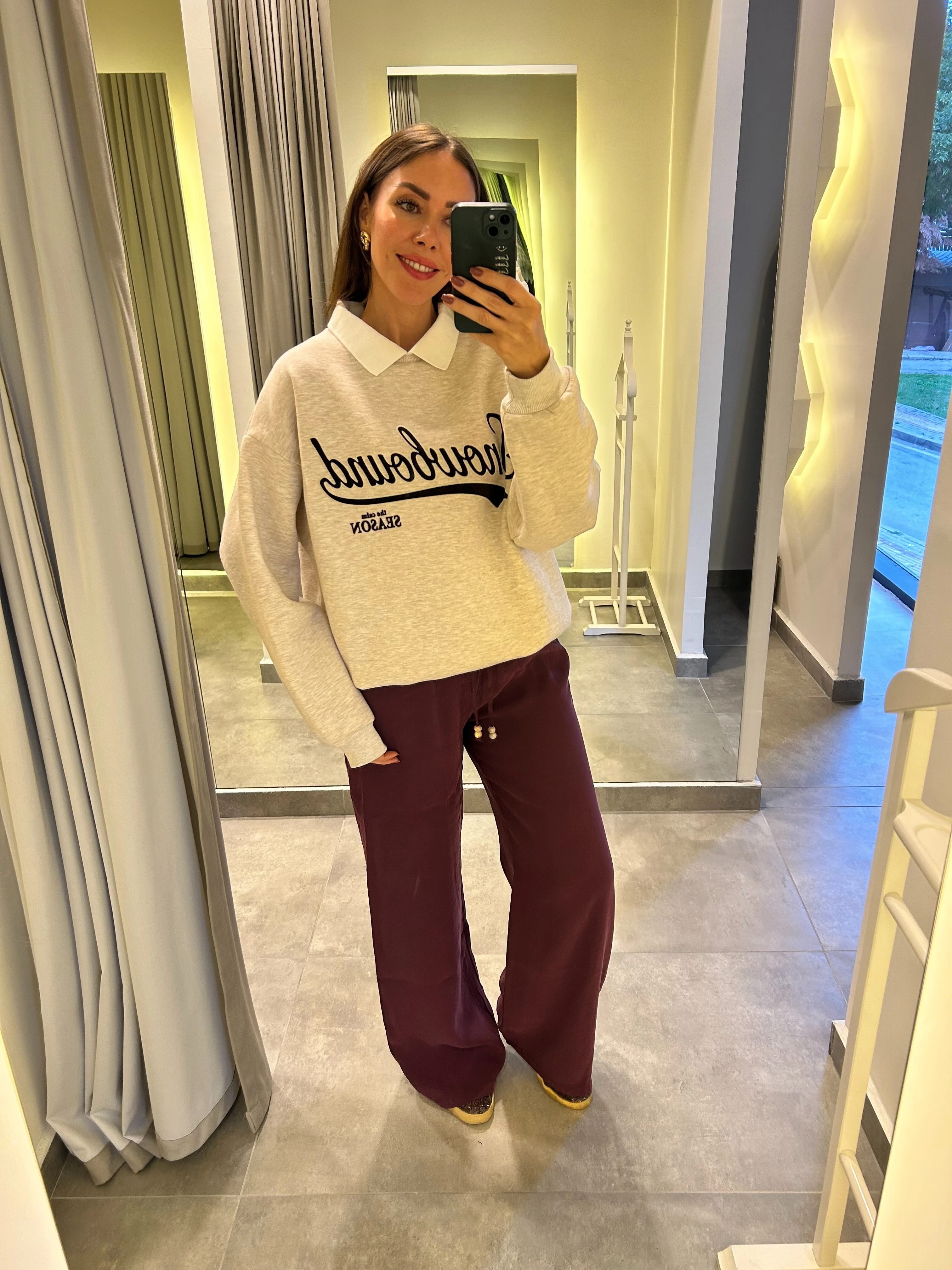 bordo beli lastikli spor pantolon 