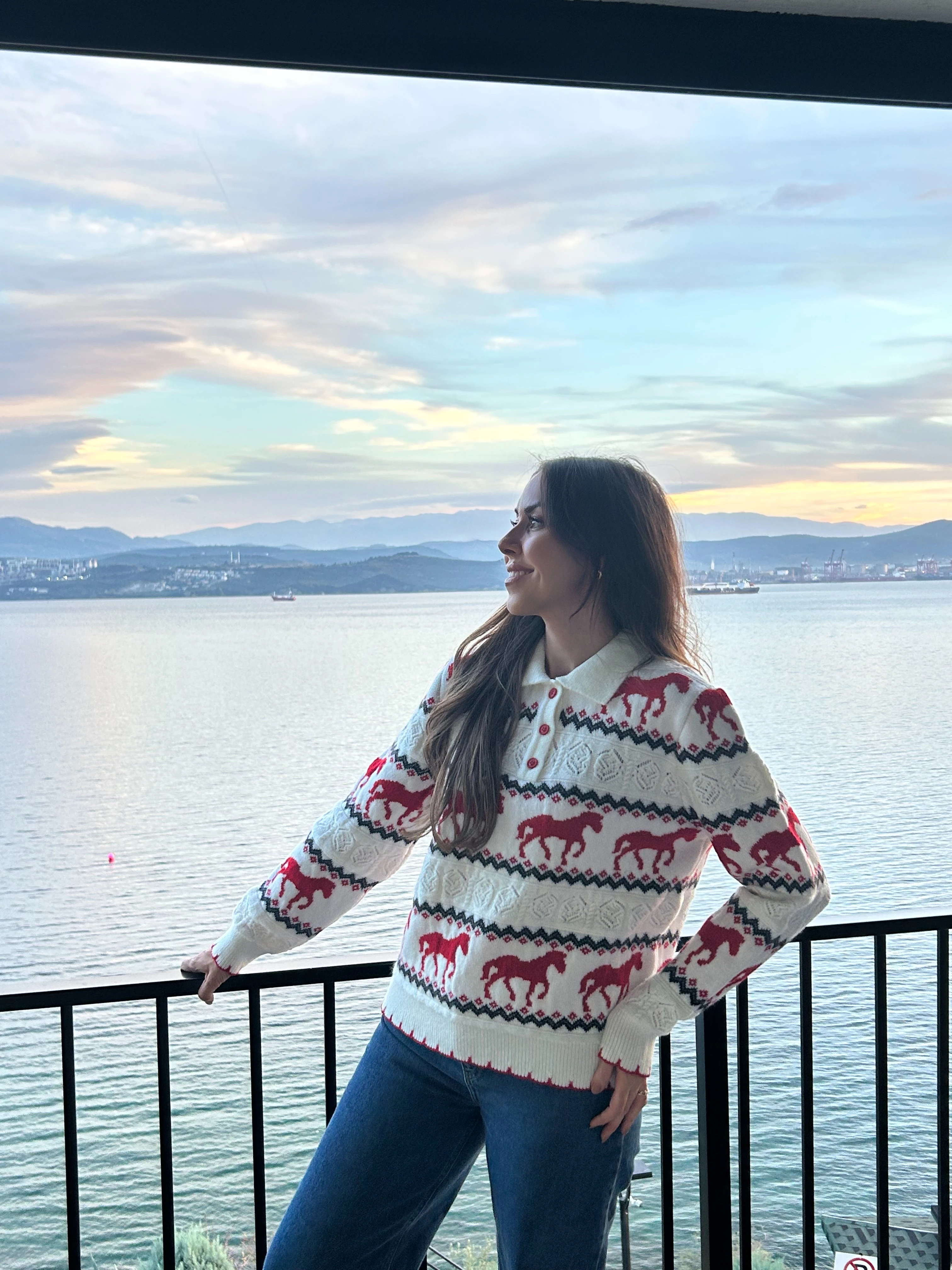 ekru doğal yün dokulu regular fit kazak