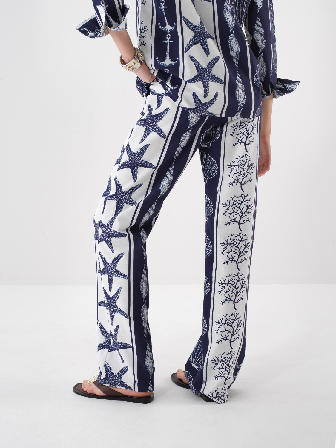 LACİVERT OVERSIZE KETEN PANTALON