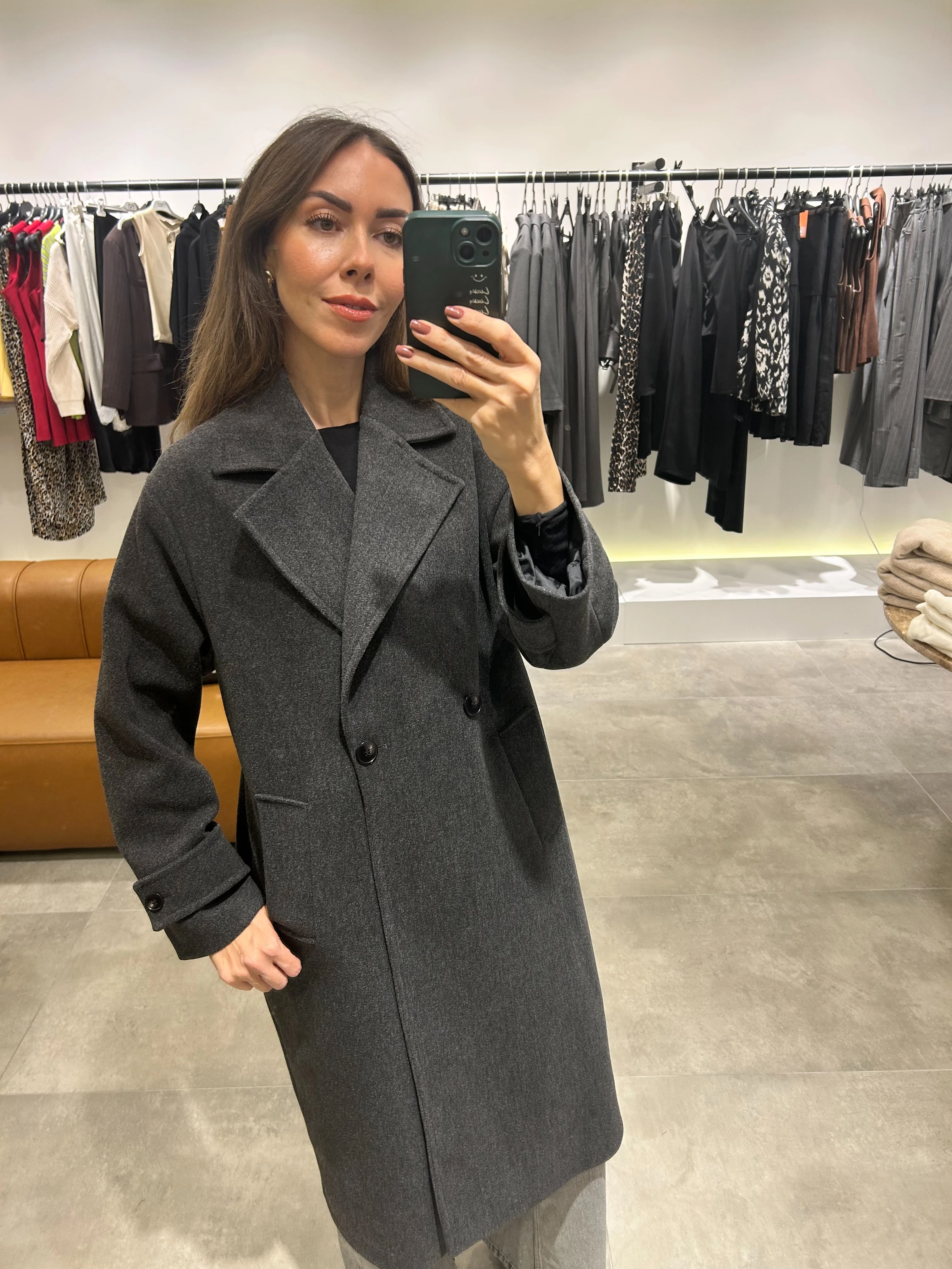 antrasit kaşe oversize kaban