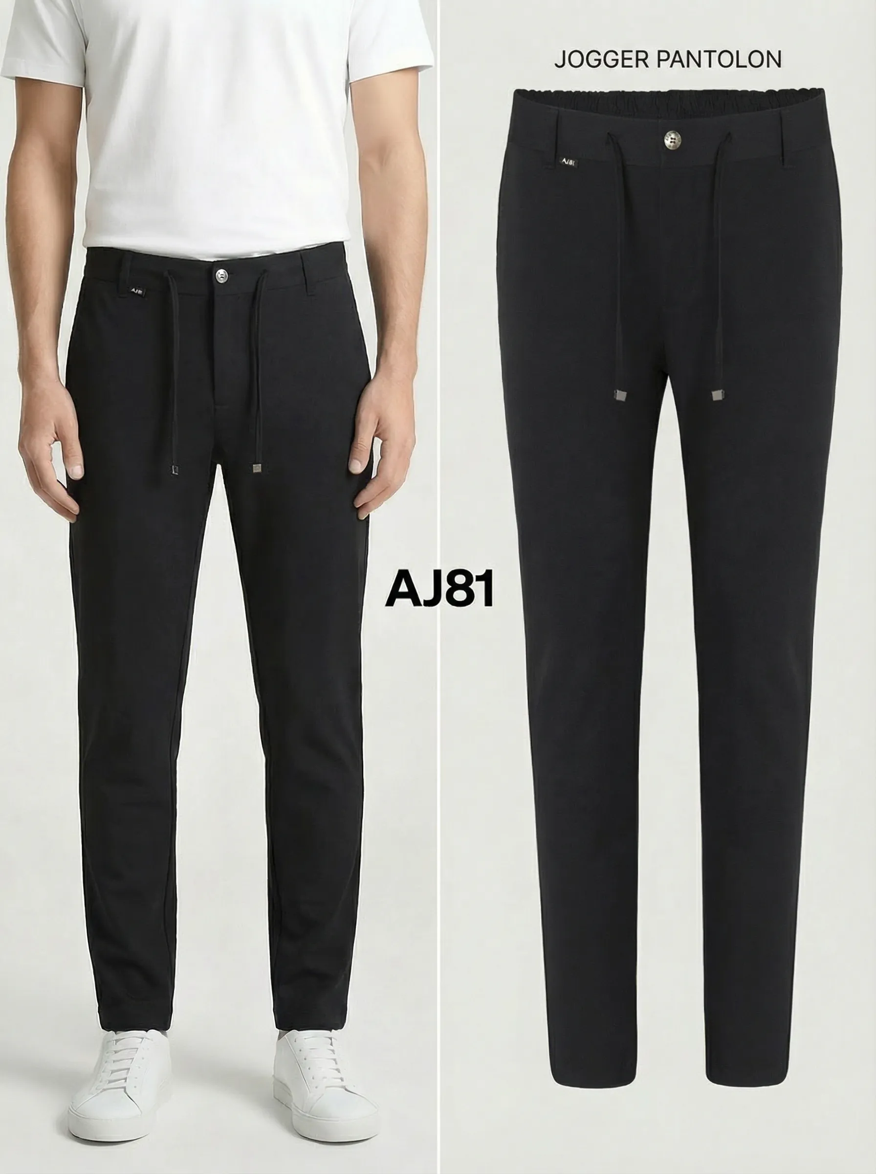 Erkek Beli Lastikli Jogger Pantolon - Siyah