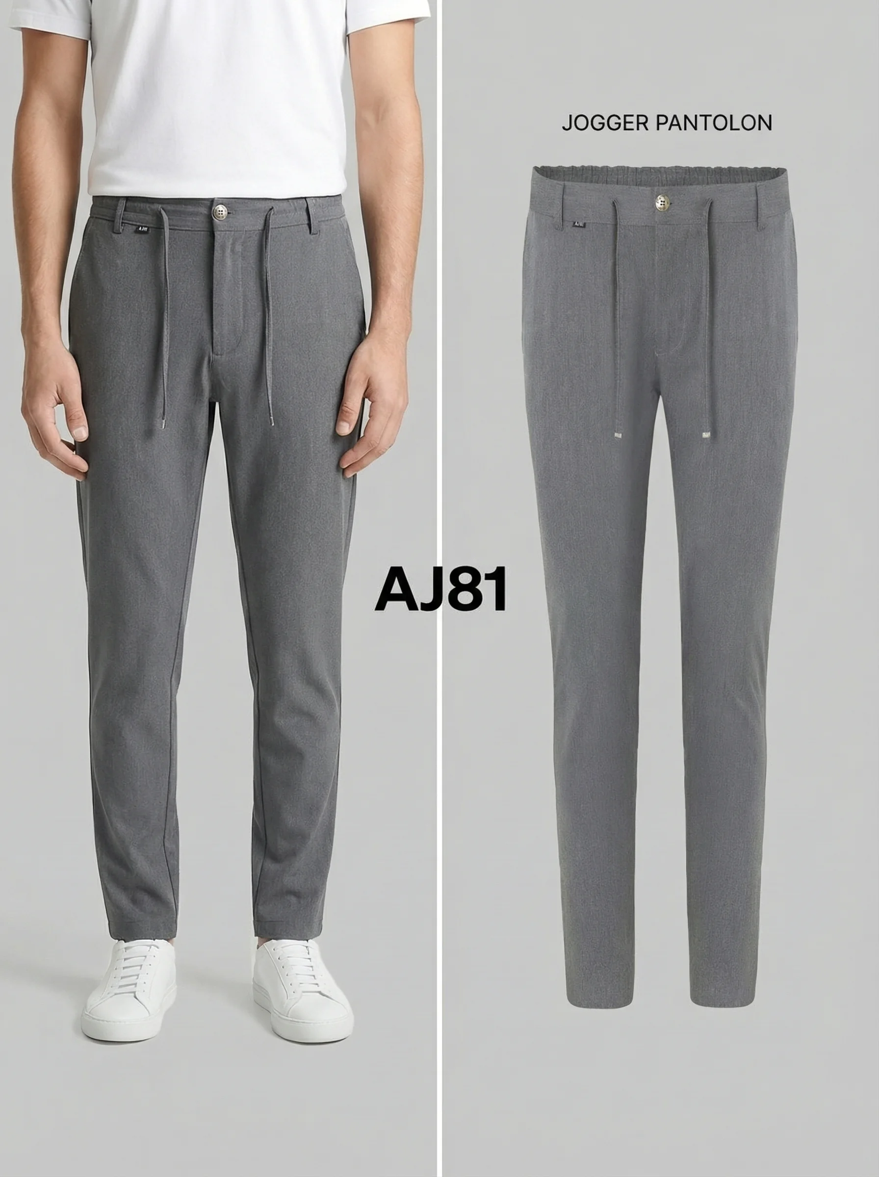 Erkek Beli Lastikli Jogger Pantolon - Gri