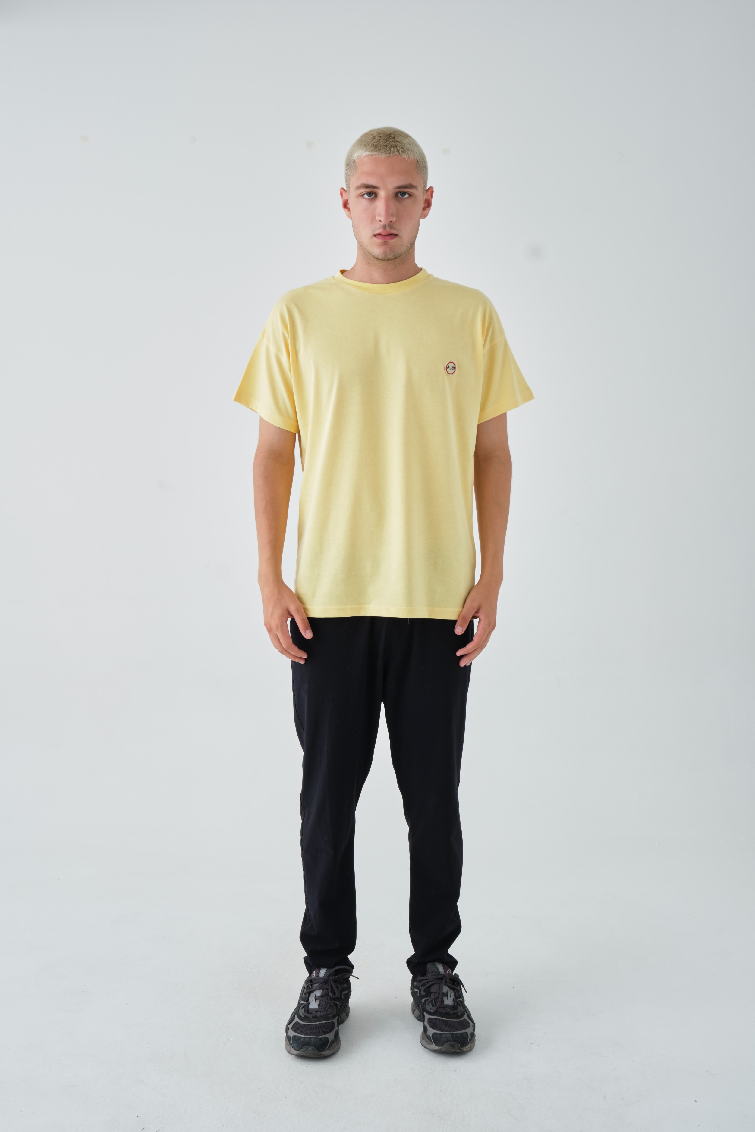 Basic Bisiklet Yaka Oversize Tişört - Sarı