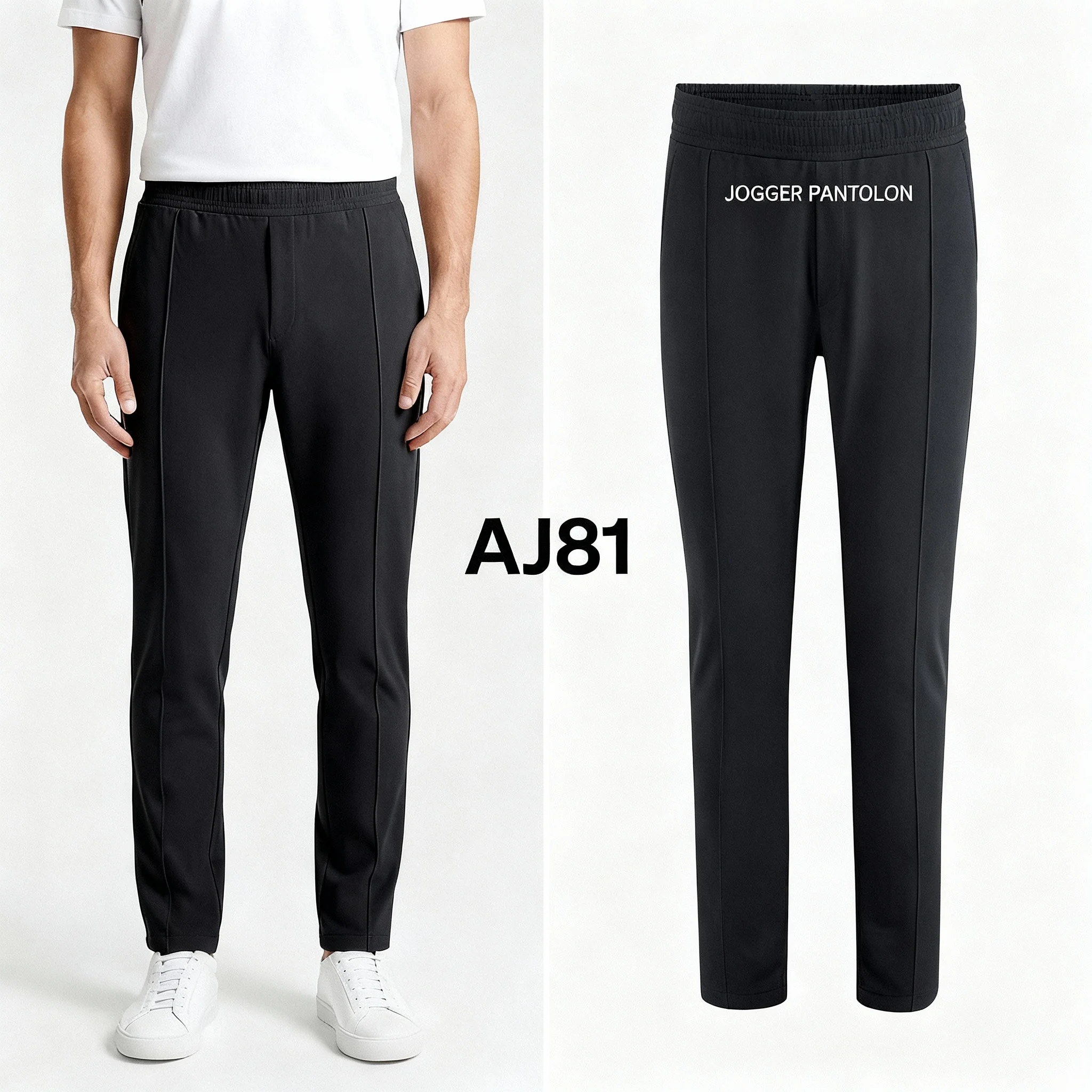 Erkek Slim Fit Beli Lastikli Önü Cımalı Pantolon  - Antrasit