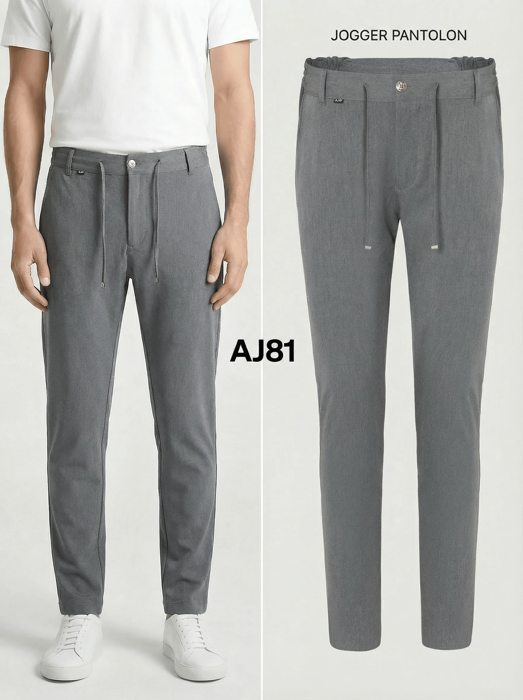 Erkek Yarım Lastikli Jogger Pantolon - Gri