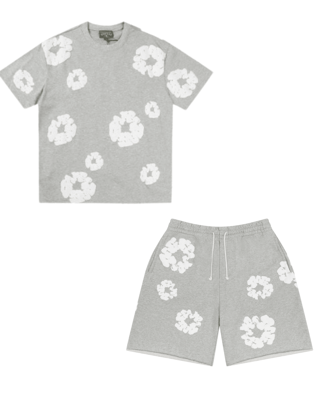 Denim T-Shirt Short Takım - Gri