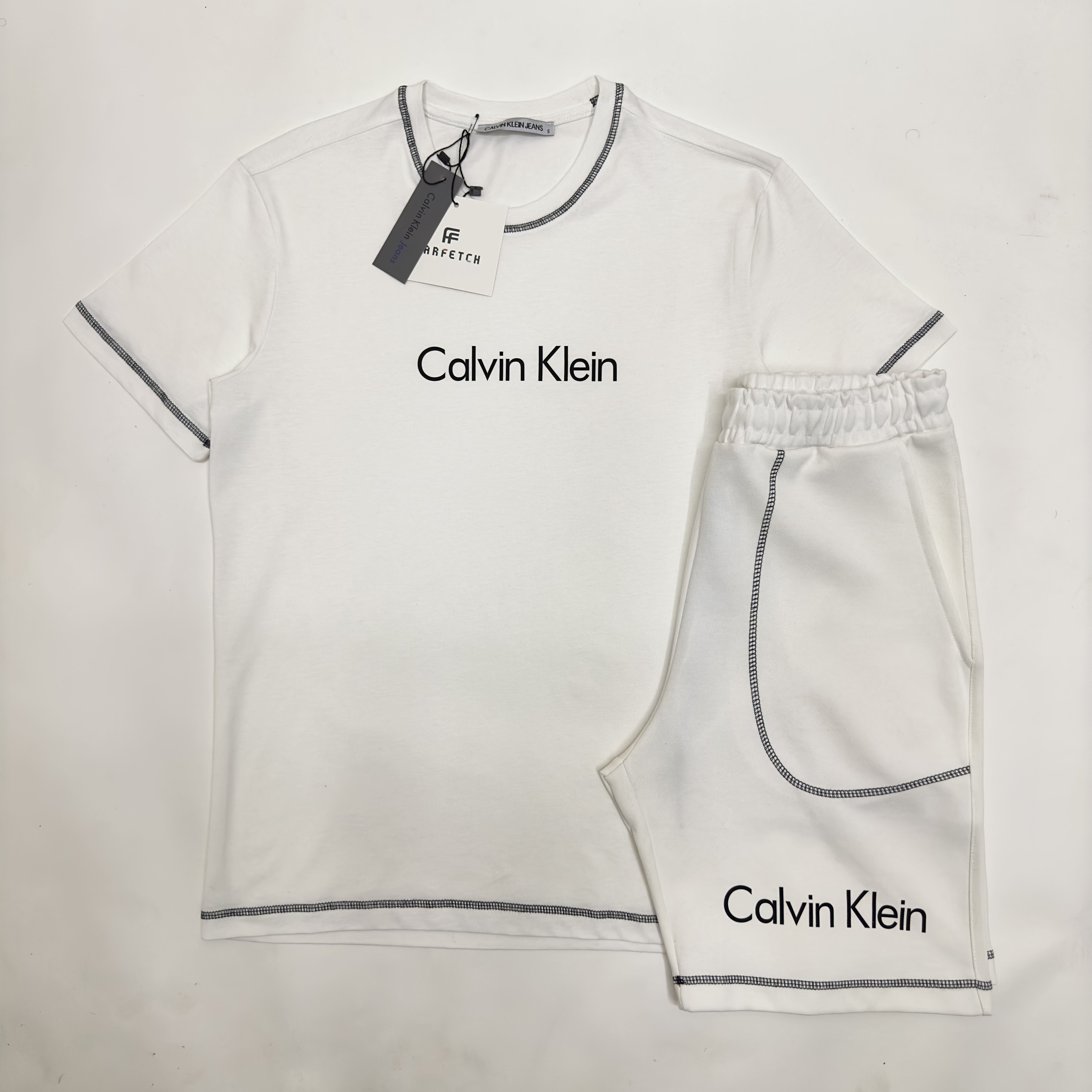 CK Fleece Short T-Shirt Takım - Beyaz