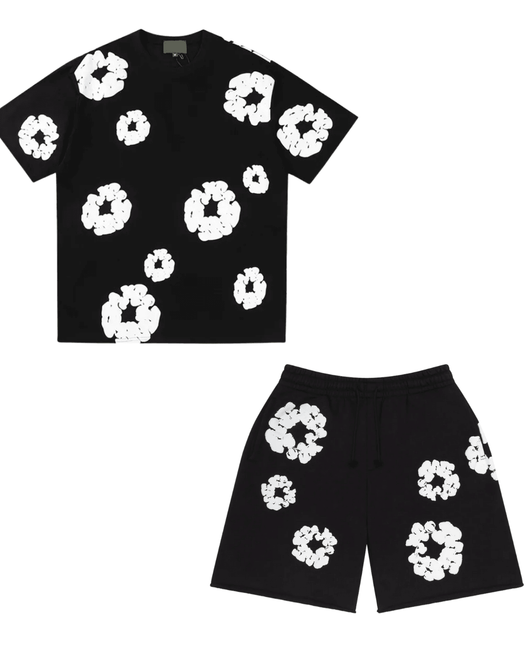 Denim T-Shirt Short Takım - Siyah