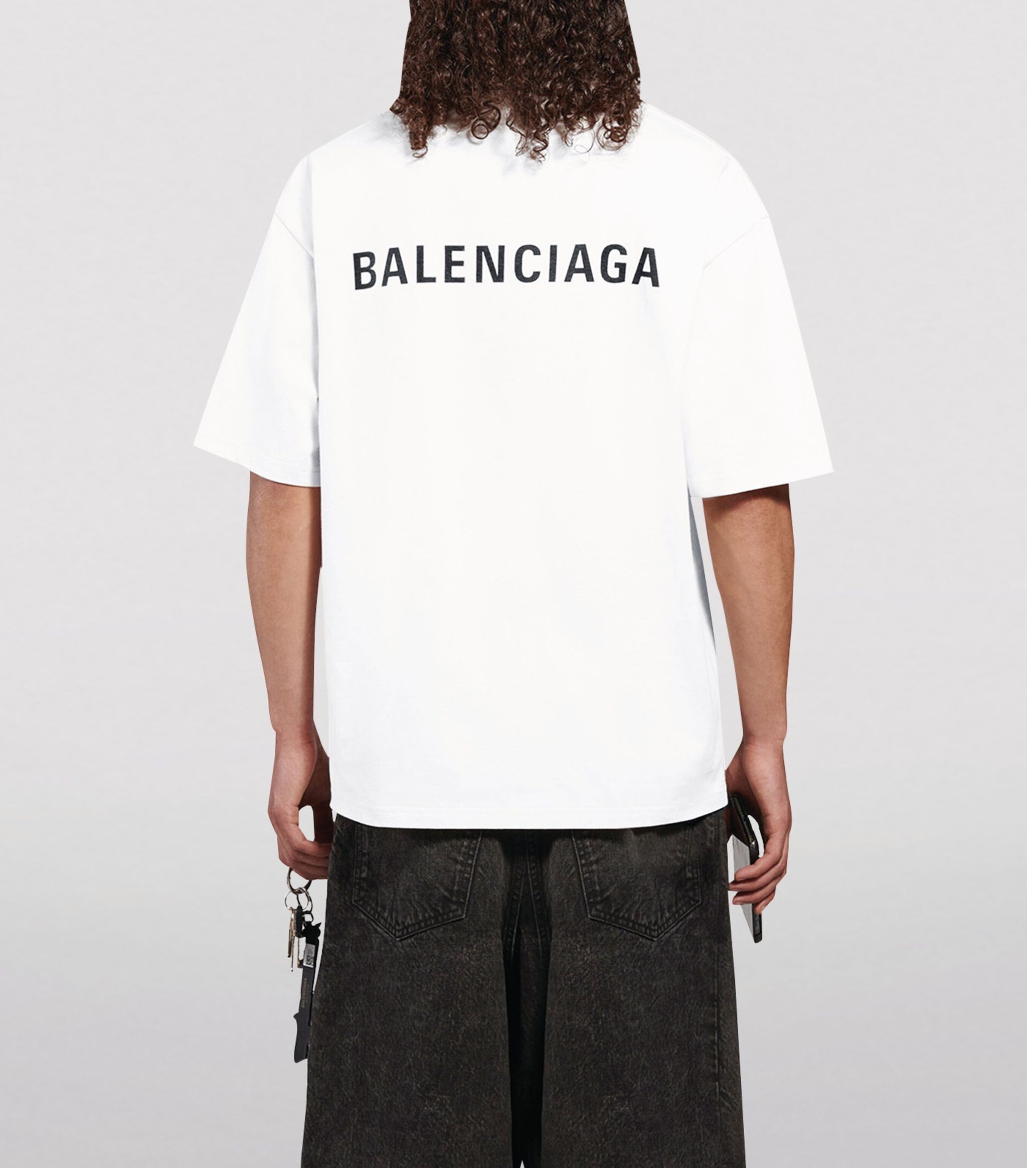 BALENCİAGA Logo Baskılı T-Shirt - Beyaz