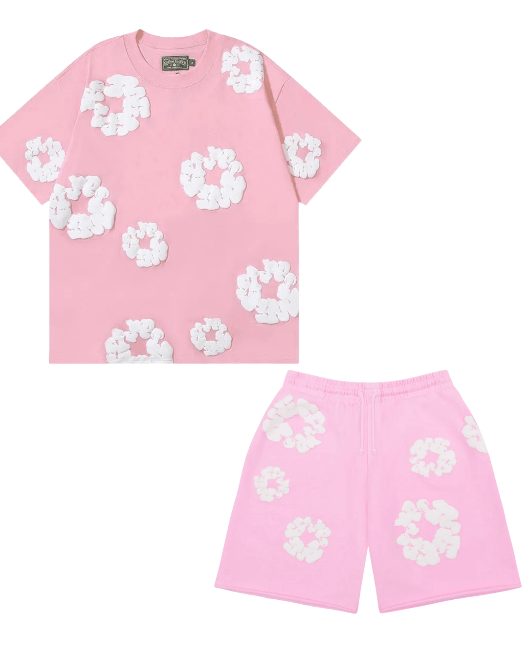 Denim T-Shirt Short Takım - Pembe