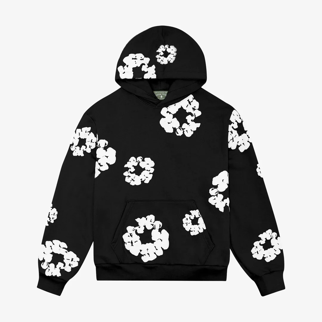 Denim Hoodie - Siyah/Beyaz