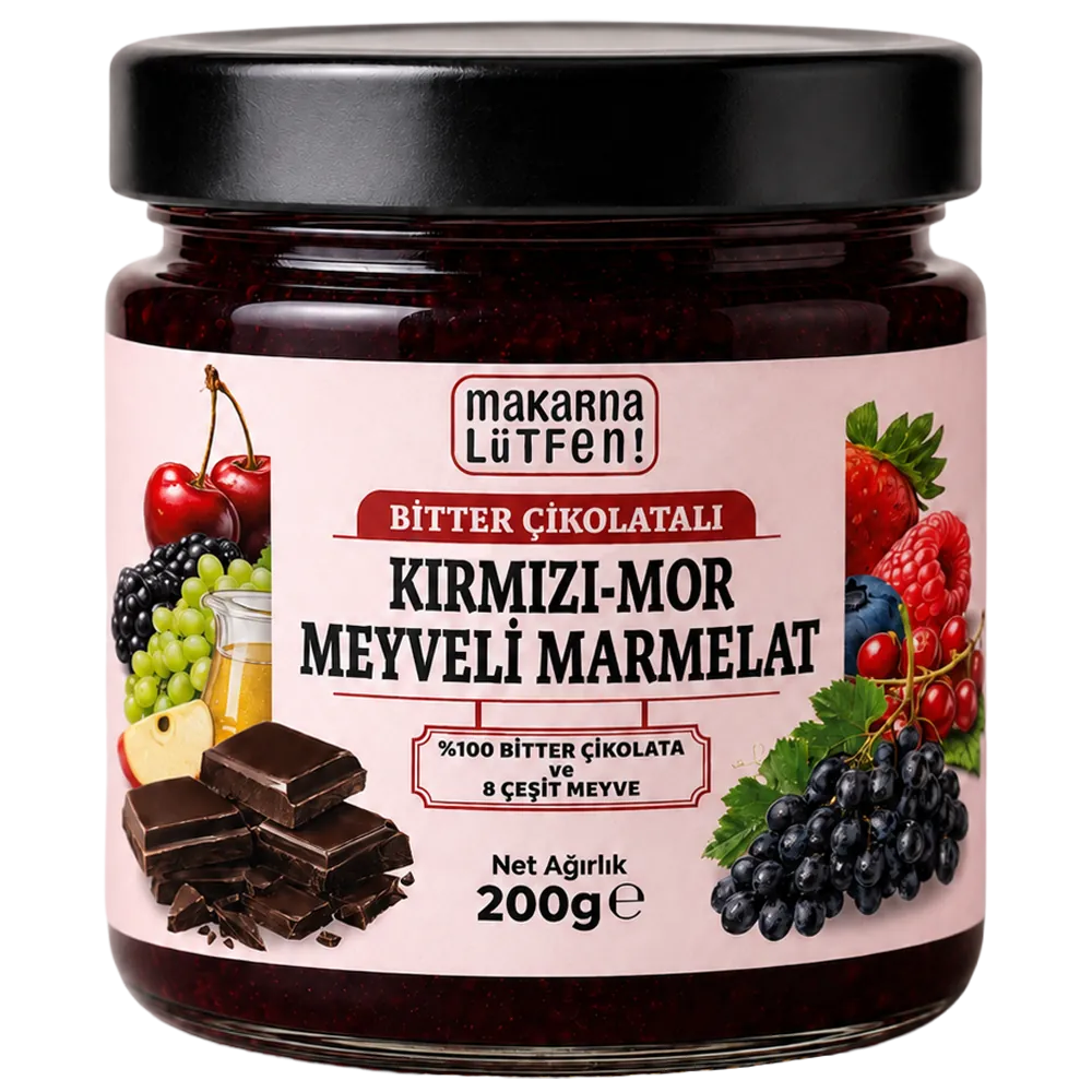 Bitter Çikolatalı Kırmızı Mor Meyveli Marmelat (200 g)