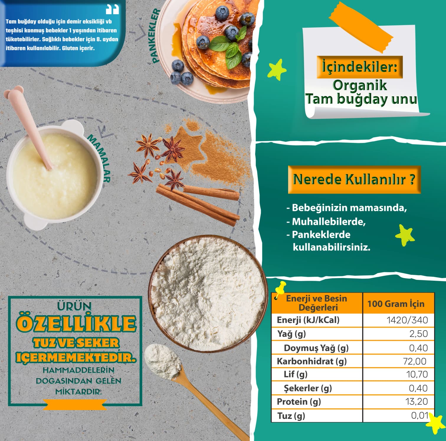 Organik Tam Buğday Unu 250gr - Doğal Lezzet ve Sağlık Kaynağı 4