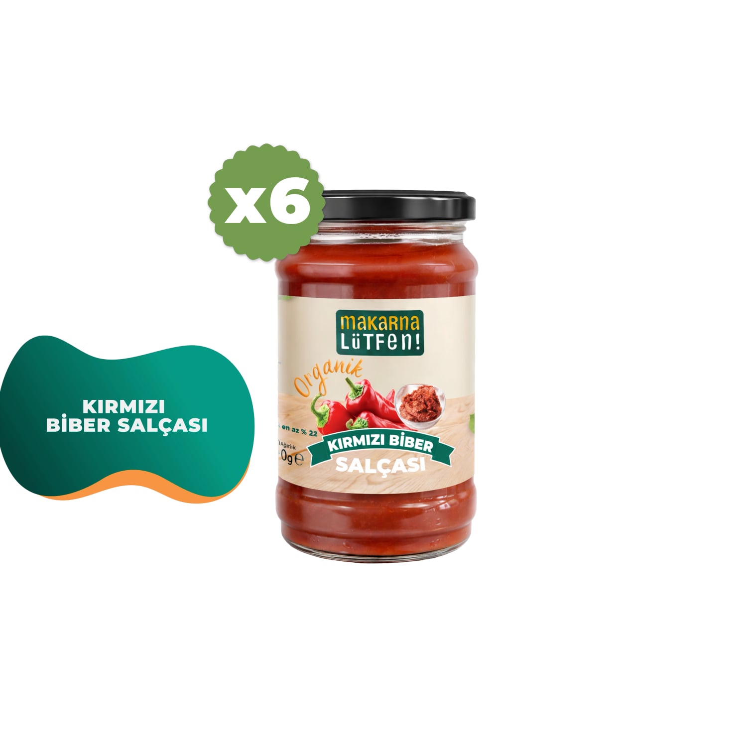 Makarna Lütfen Organik Kırmızı Biber Salçası 6'lı Paket (Her Biri 300g) 2
