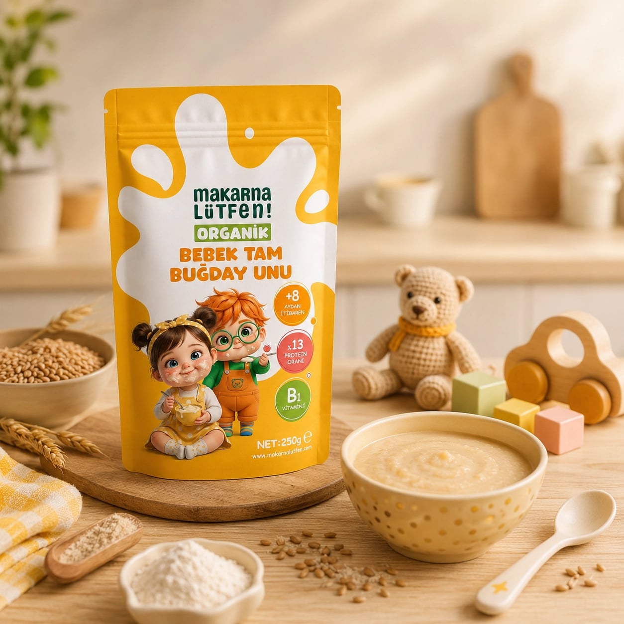 Makarna Lütfen Organik Tam Buğday Unu ile Bebek Beslenmesi (250 gr) 3