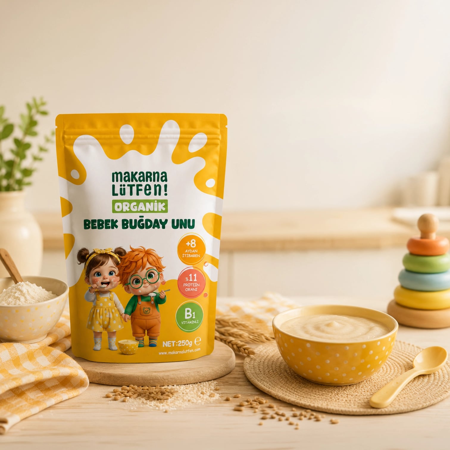 Makarna Lütfen Organik Bebeklere Özel Buğday Unu (250g) 3