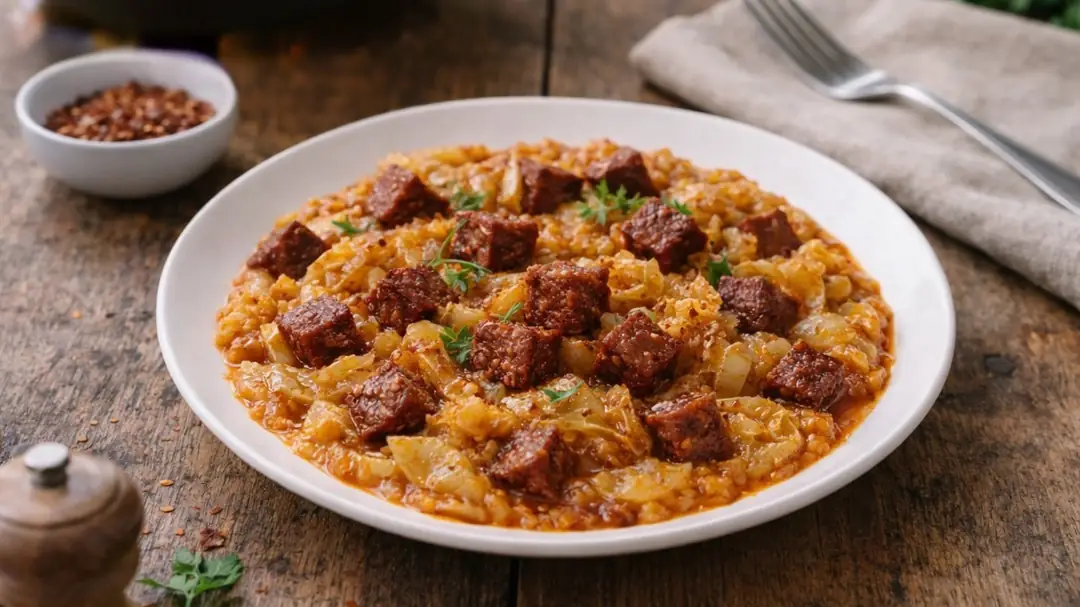 Sucuklu kapuska yemeği